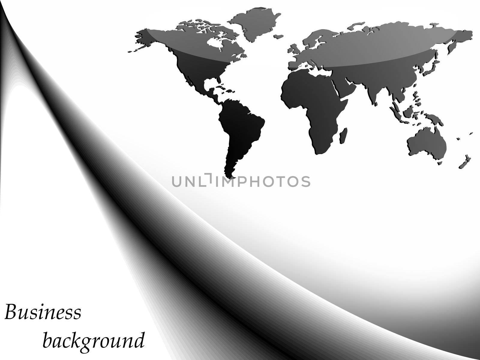 business background 2 with world map and wave, abstract vector art illustration