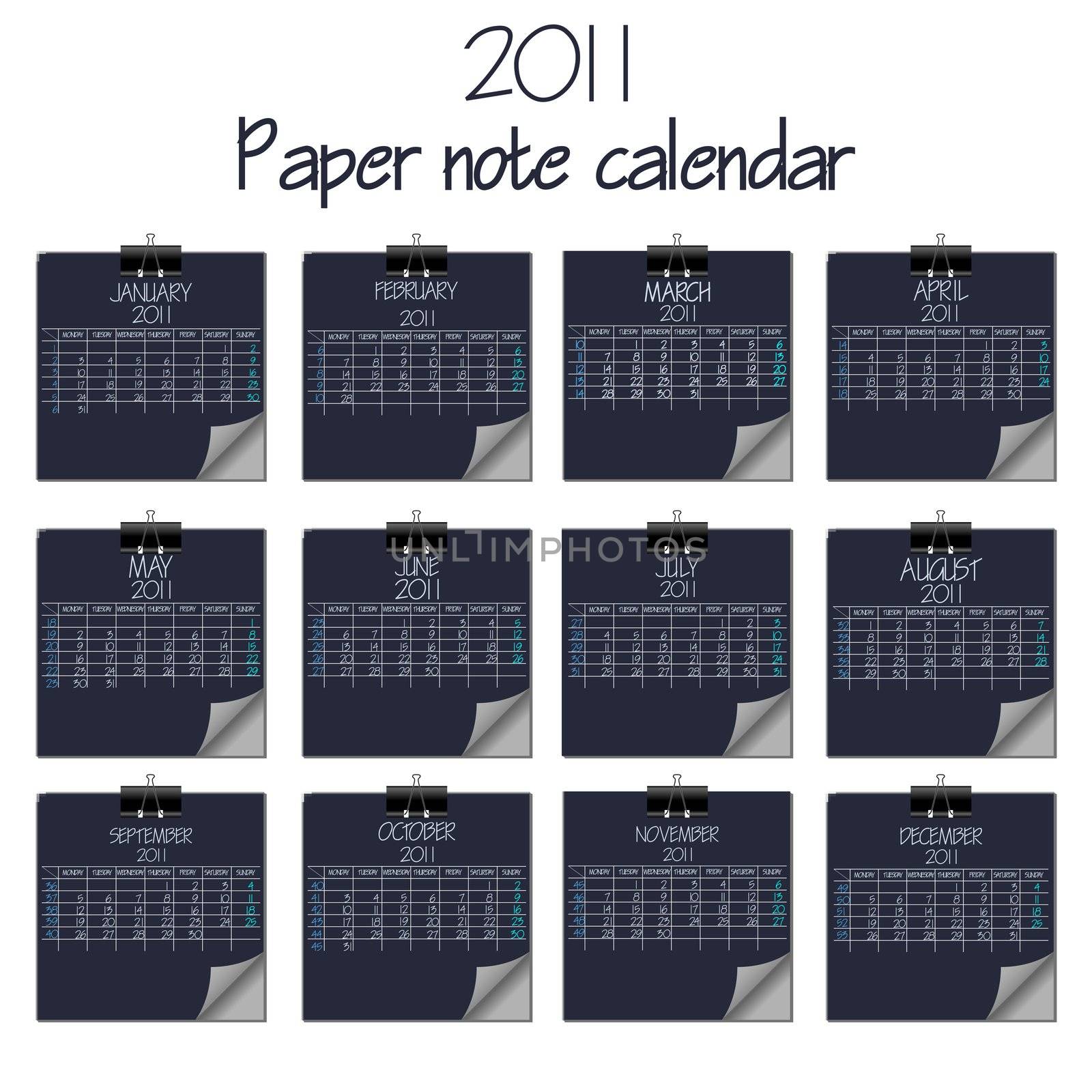 calendar with paper notes 2011 by robertosch