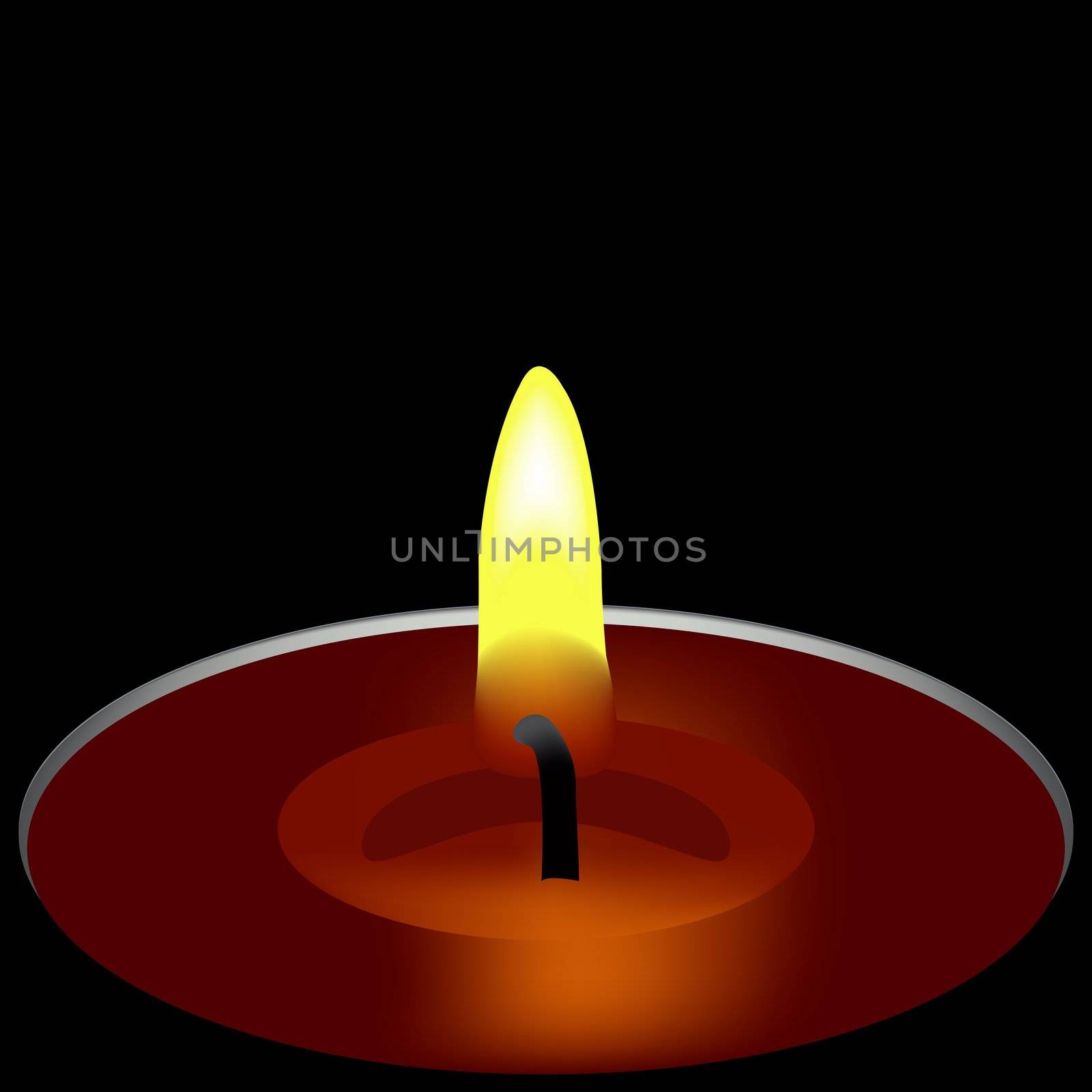 one candle composition, abstract art illustration