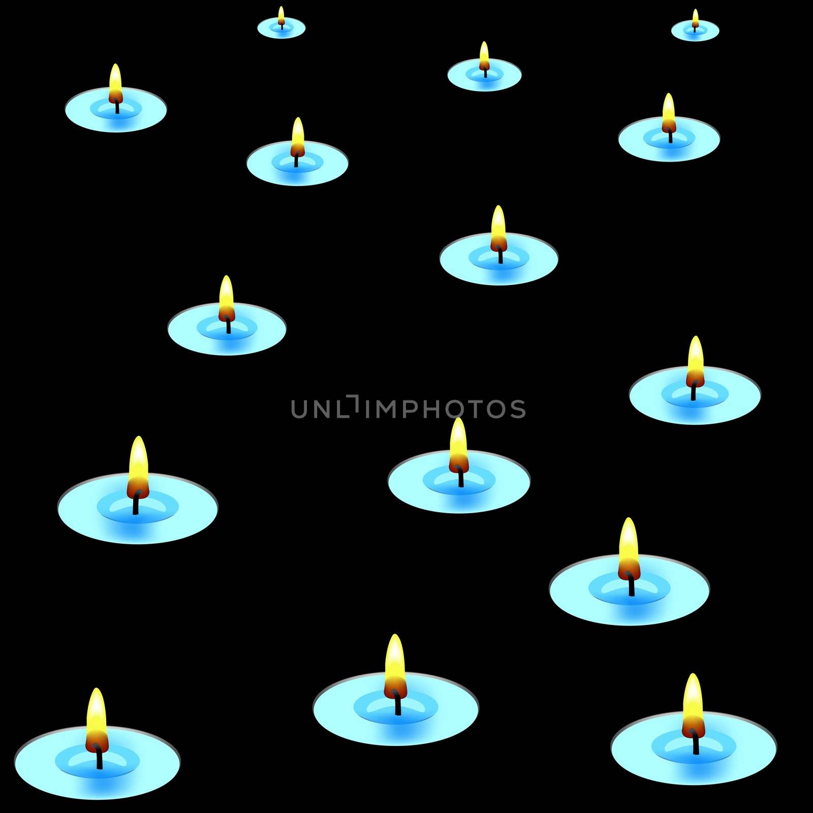 candles in the dark composition, abstract art illustration