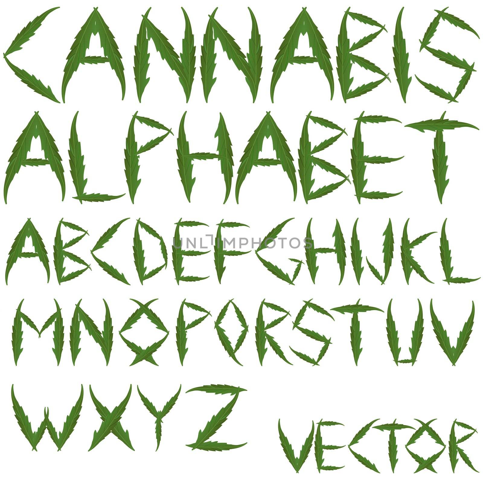 cannabis leafs alphabet by robertosch