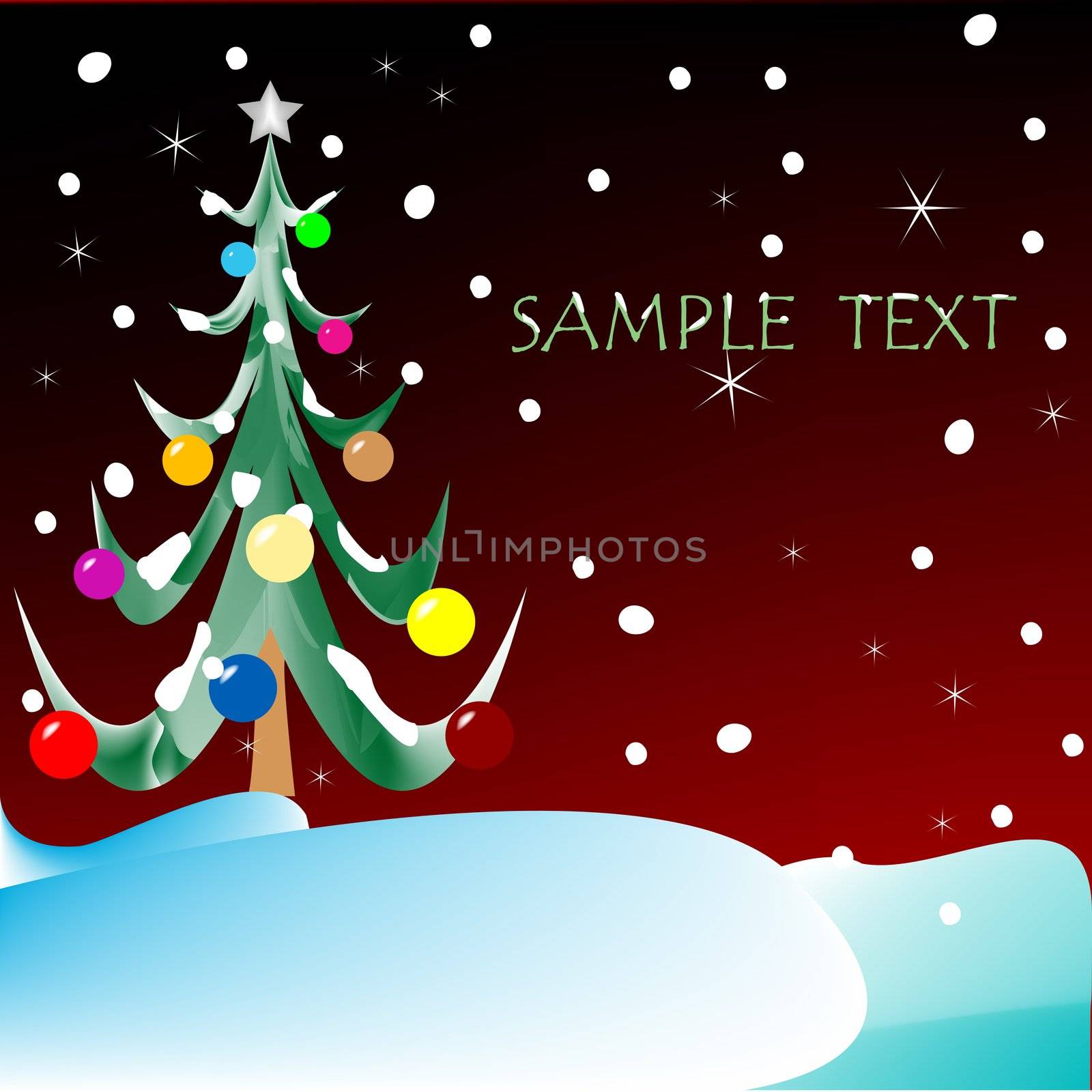 christmas tree with space for text, vector art illustration, more drawings in my gallery