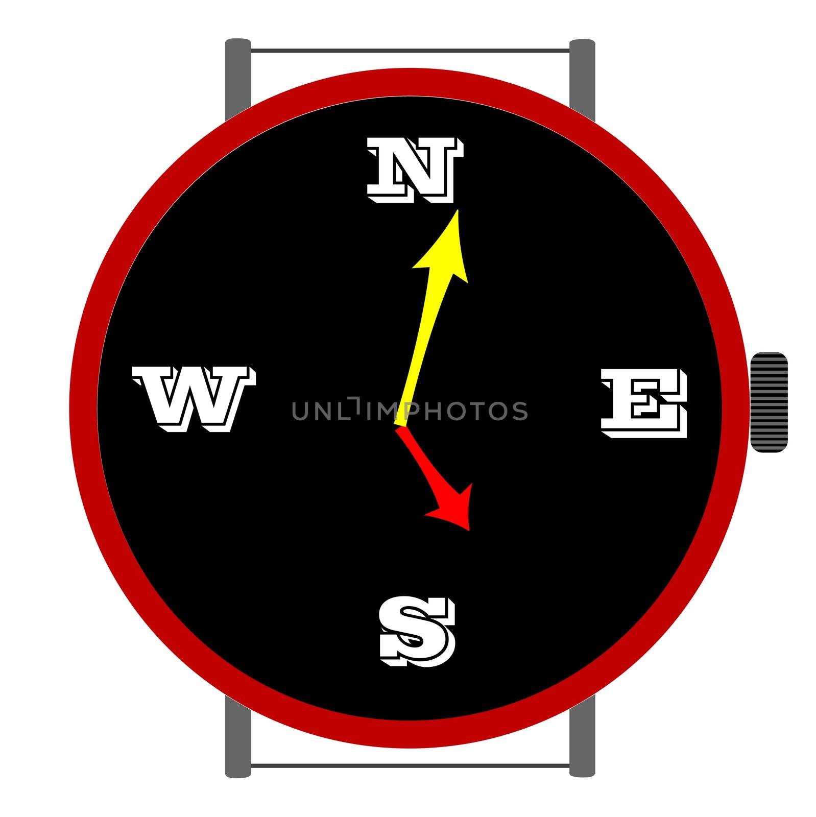 clock with orientation, vector art illustration