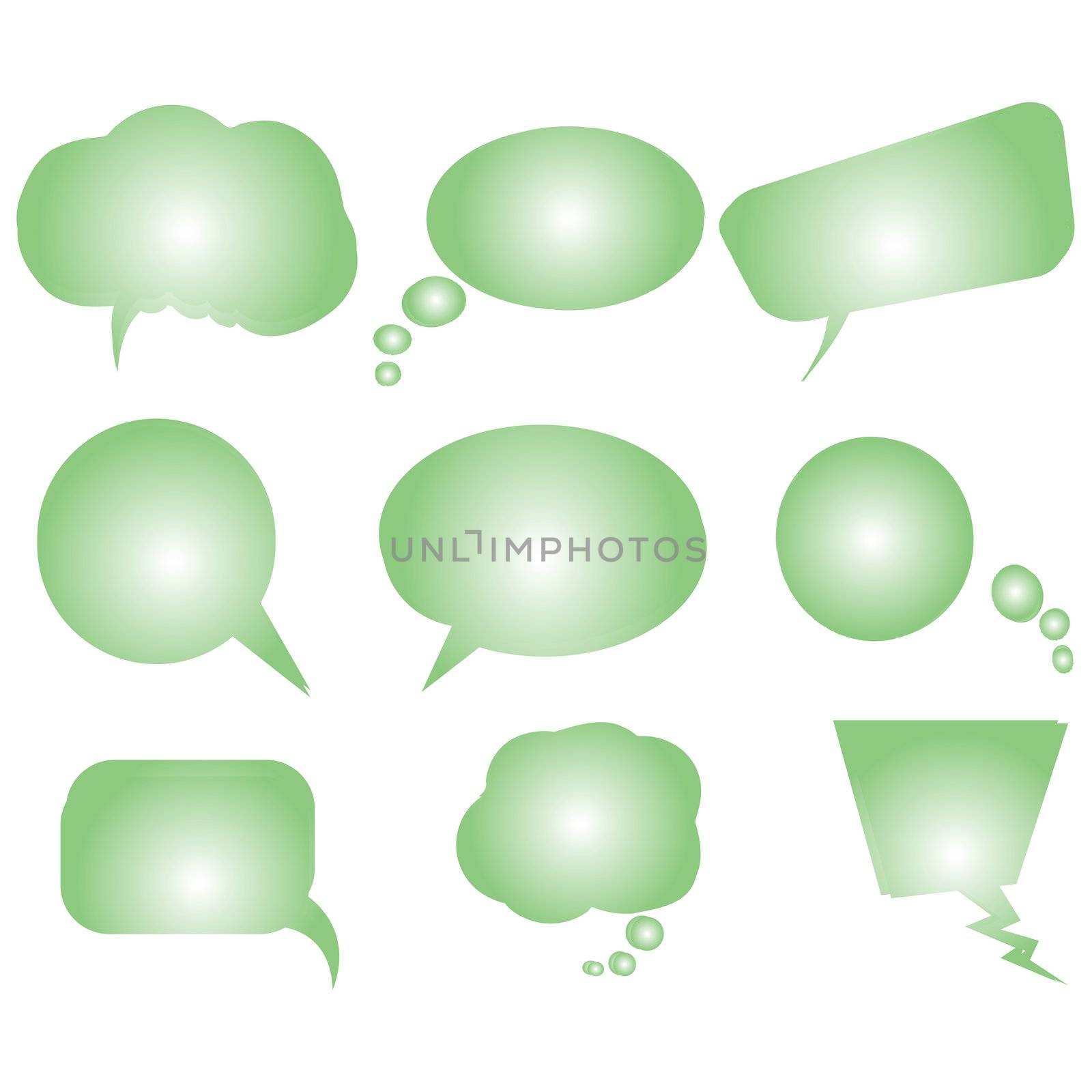 collection of green stylized text bubbles by robertosch
