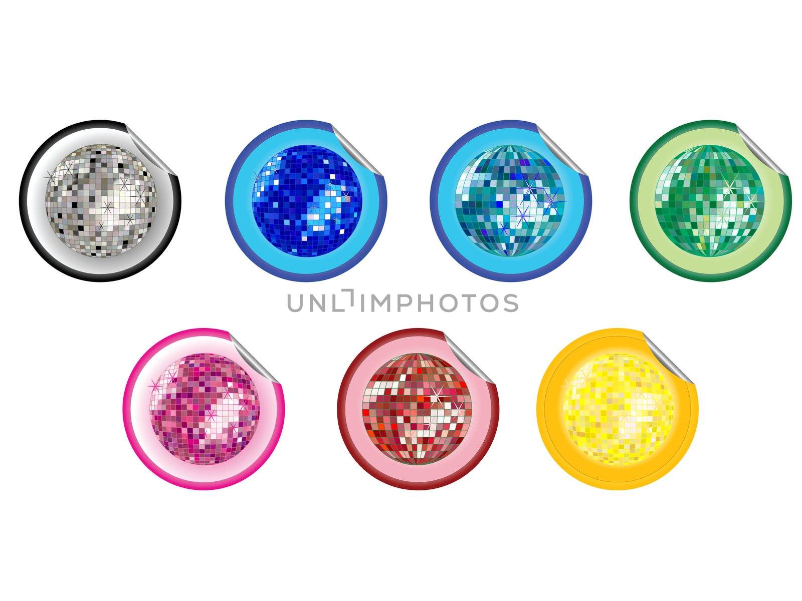 colored disco ball stickers collection by robertosch