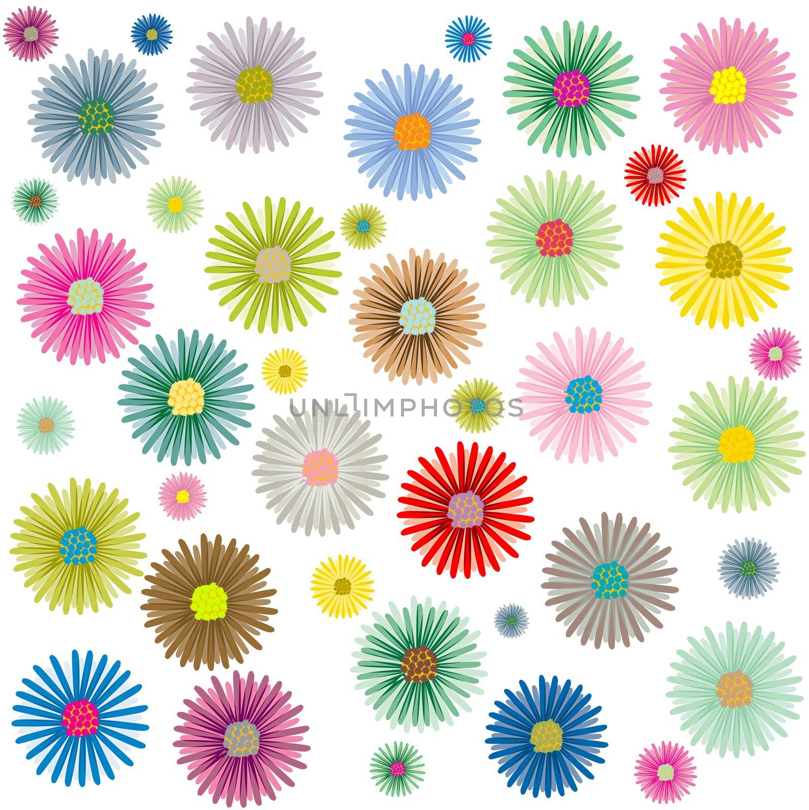 colored flowers pattern isolated on white background by robertosch