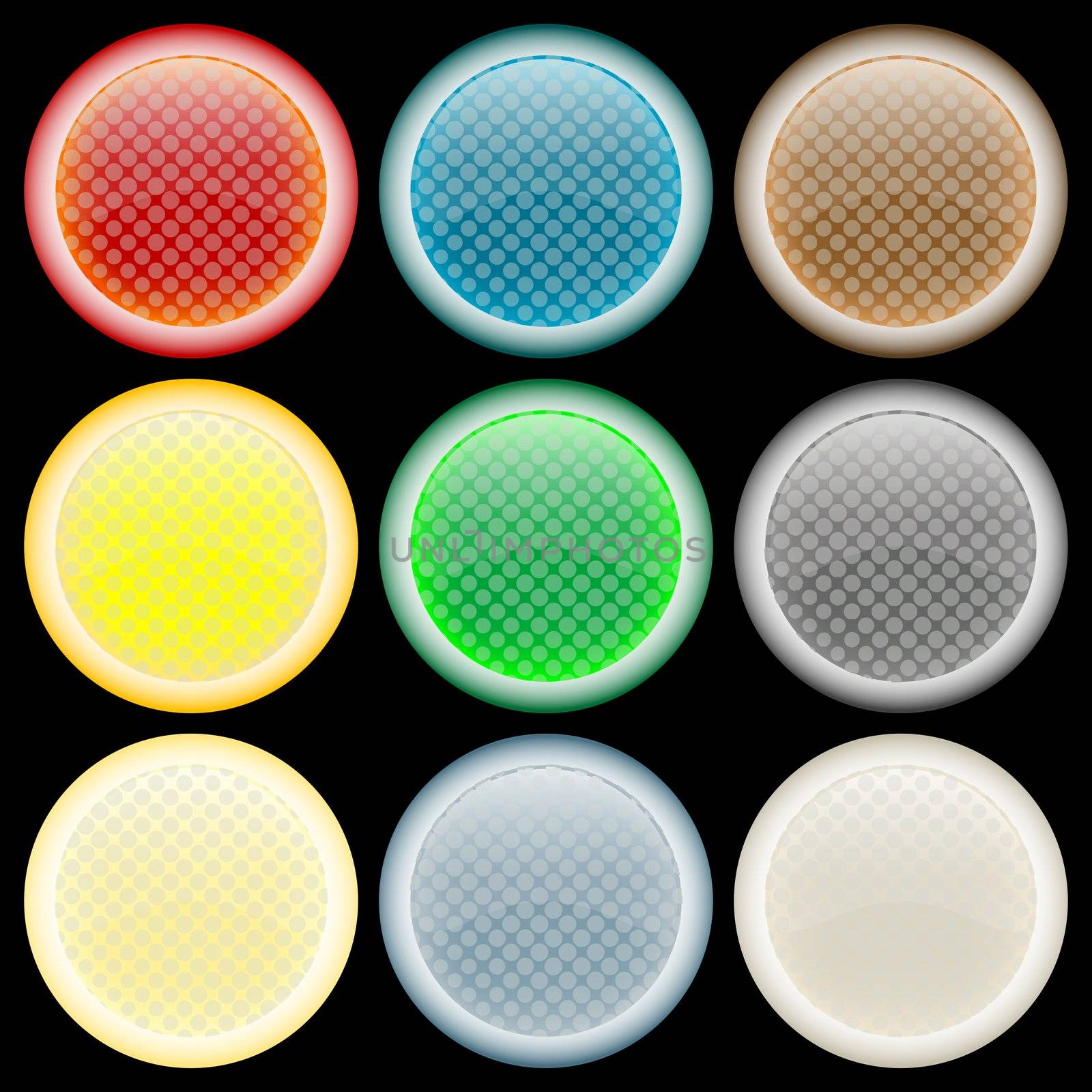colored glossy web buttons against black by robertosch