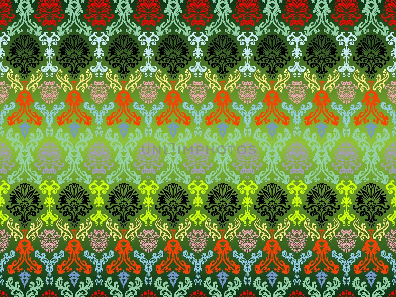 colored seamless flowers pattern, abstract texture; vector art illustration