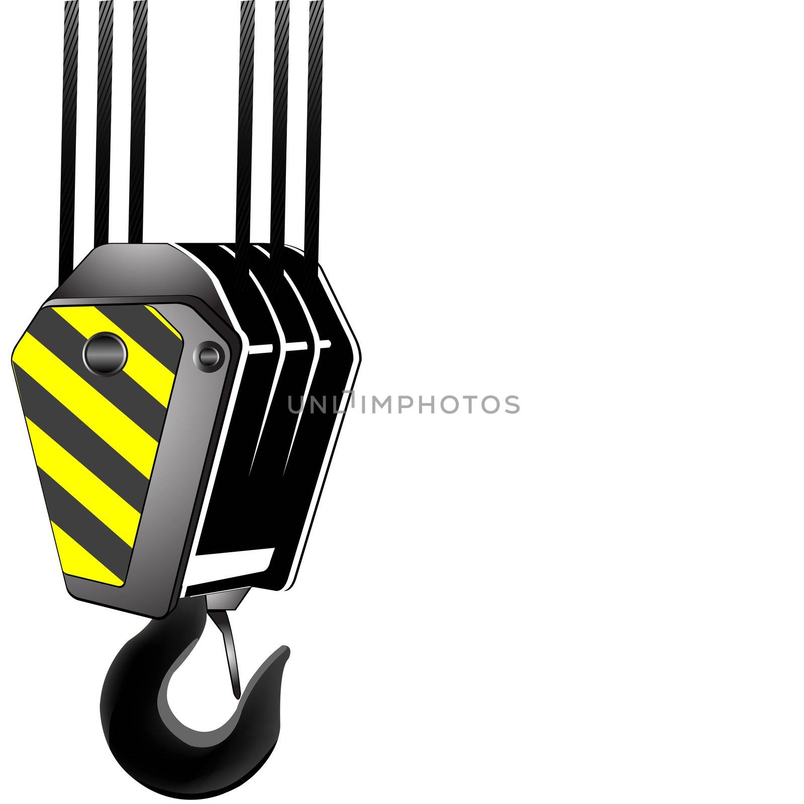 vector crane hook with room for text, isolated on white background; abstract art illustration