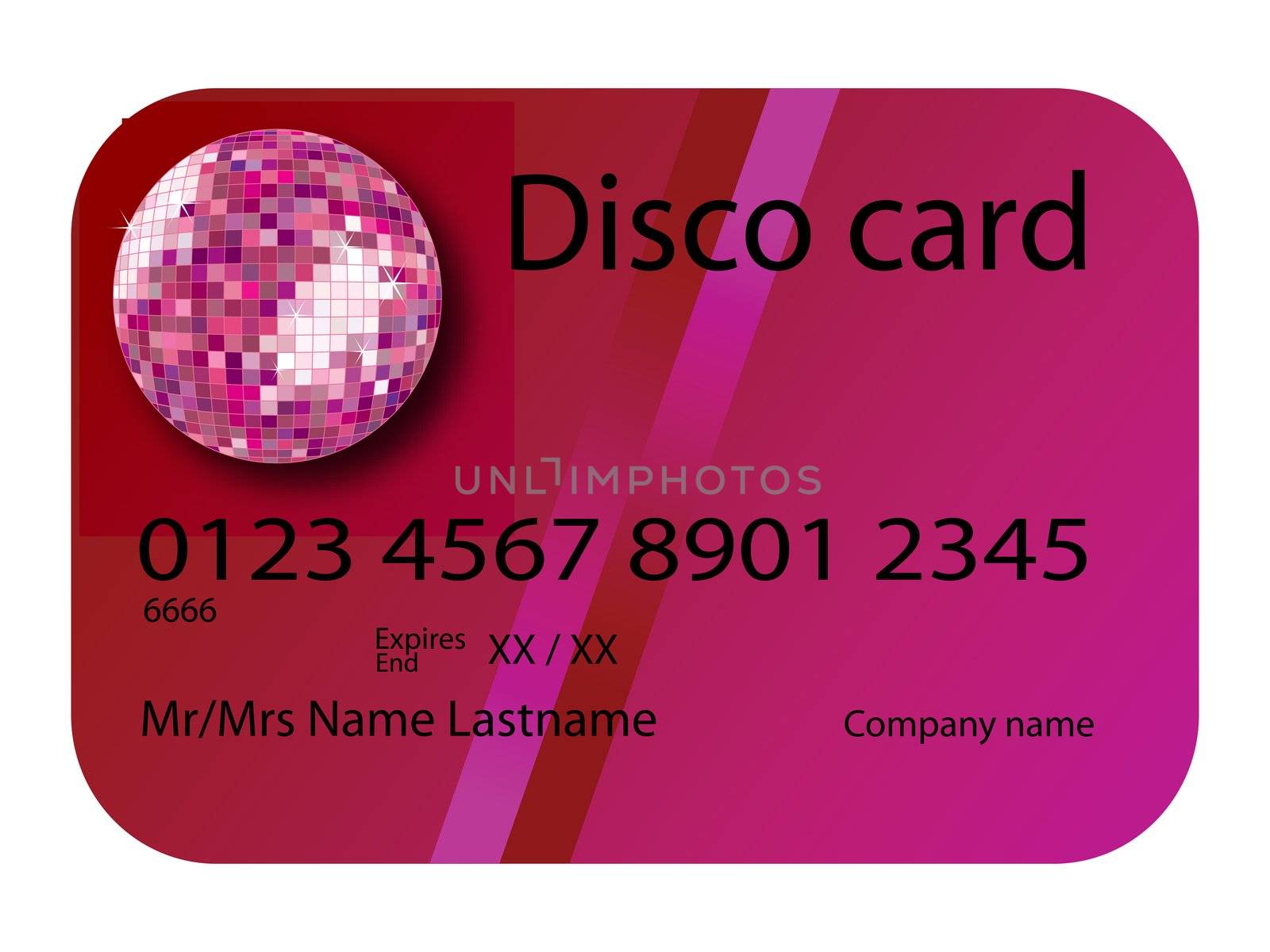 credit card disco purple, vector art illustration; more credit cards in my gallery
