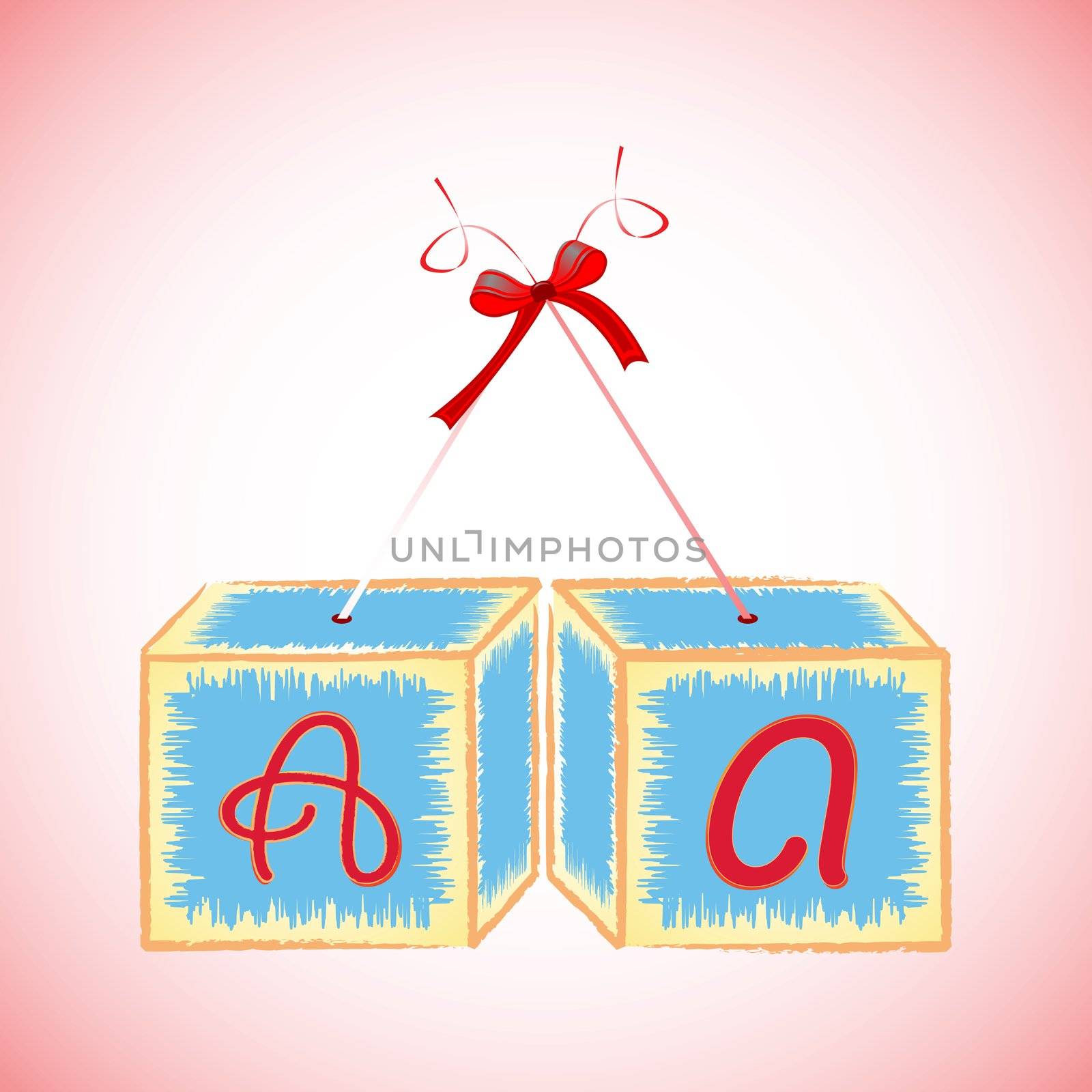 cubes alphabet A, abstract art illustration