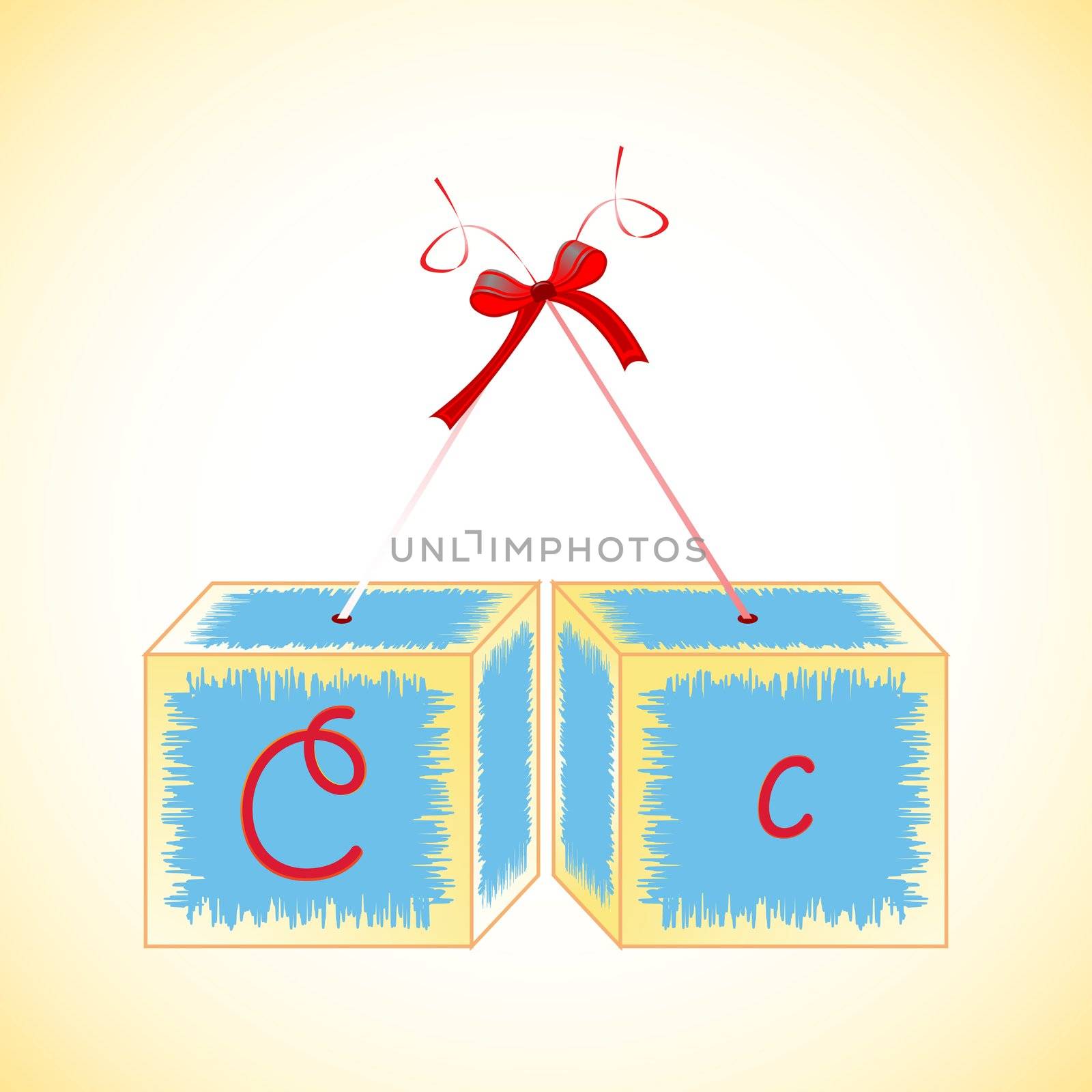 cubes alphabet C, abstract art illustration