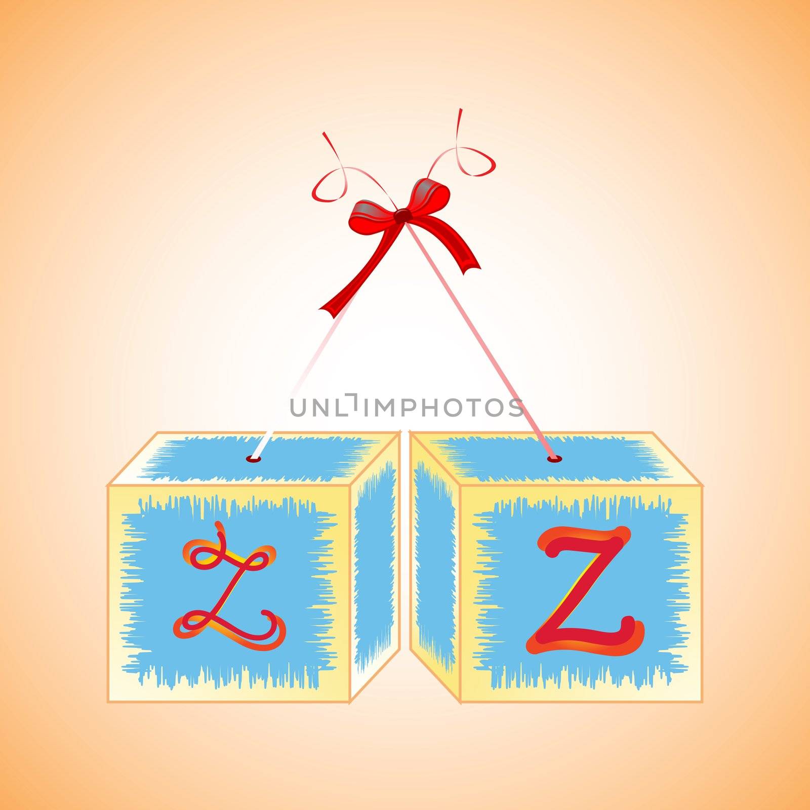 cubes alphabet Z, abstract art illustration