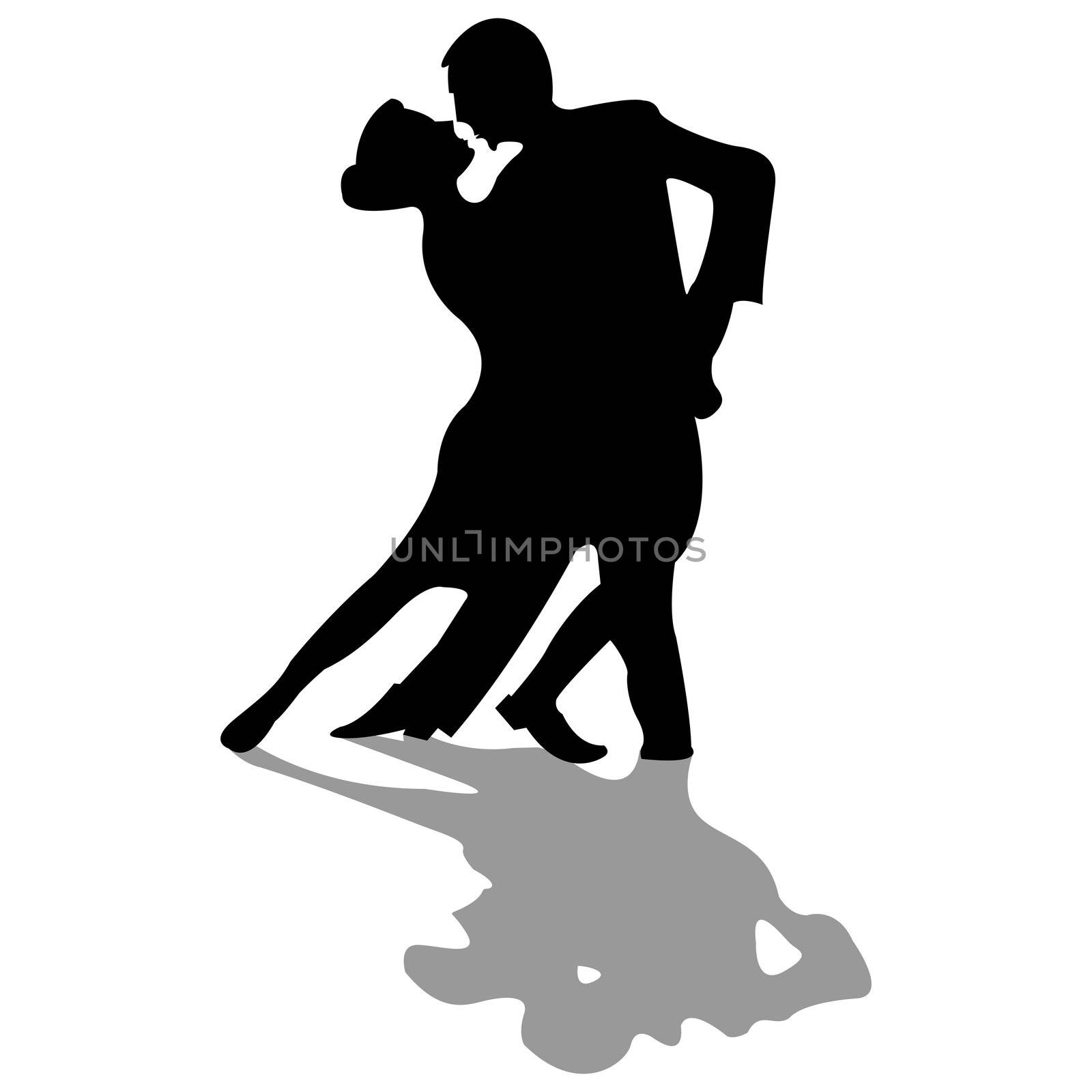 dancers black silhouettes isolated on white background, abstract vector art illustration