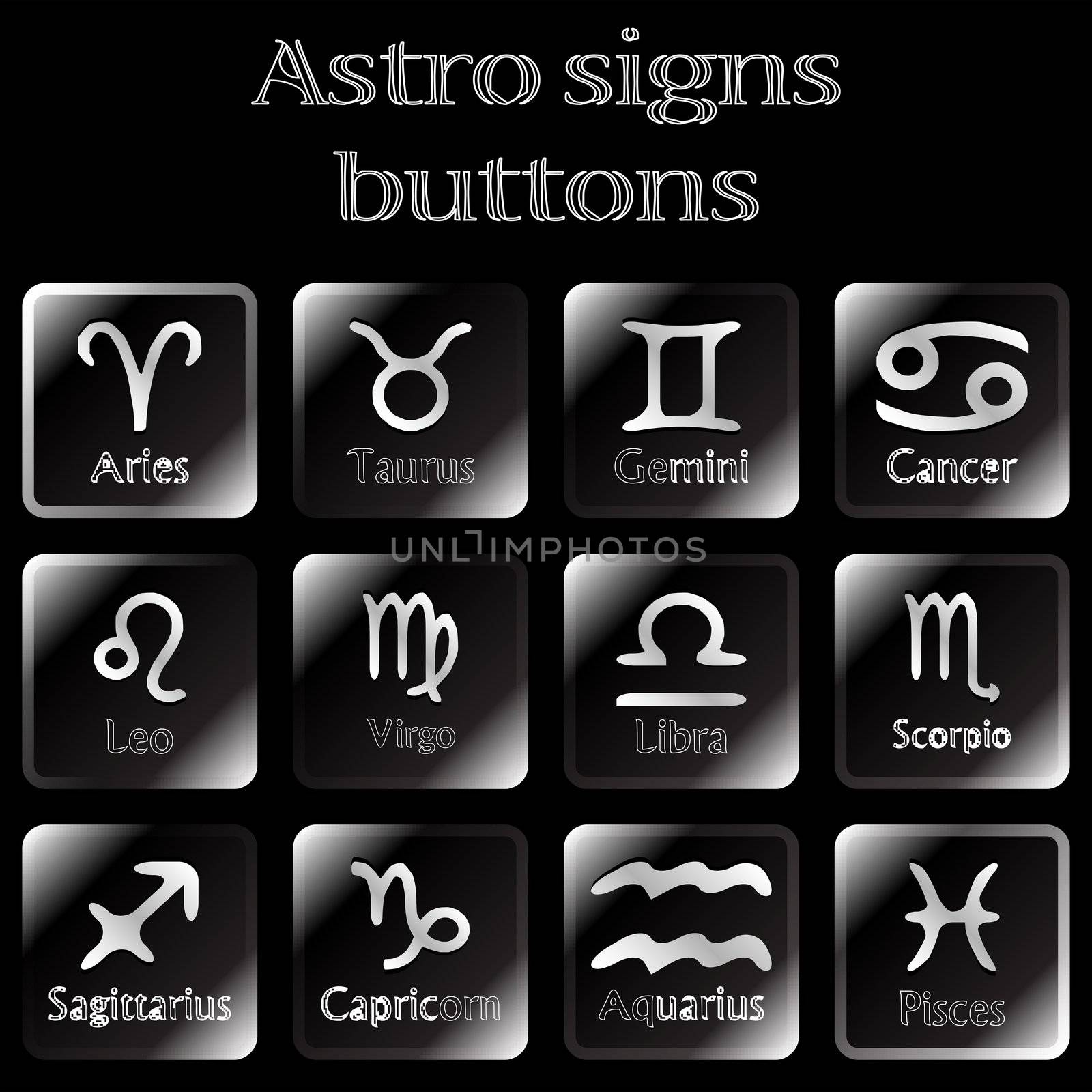 dark astro sign buttons by robertosch