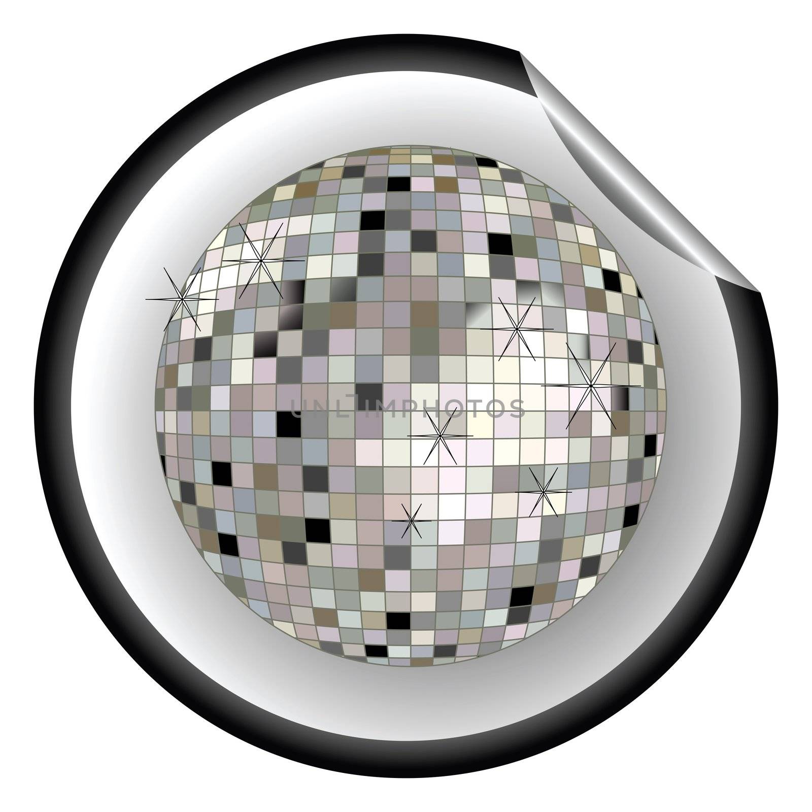 disco ball black sticker by robertosch