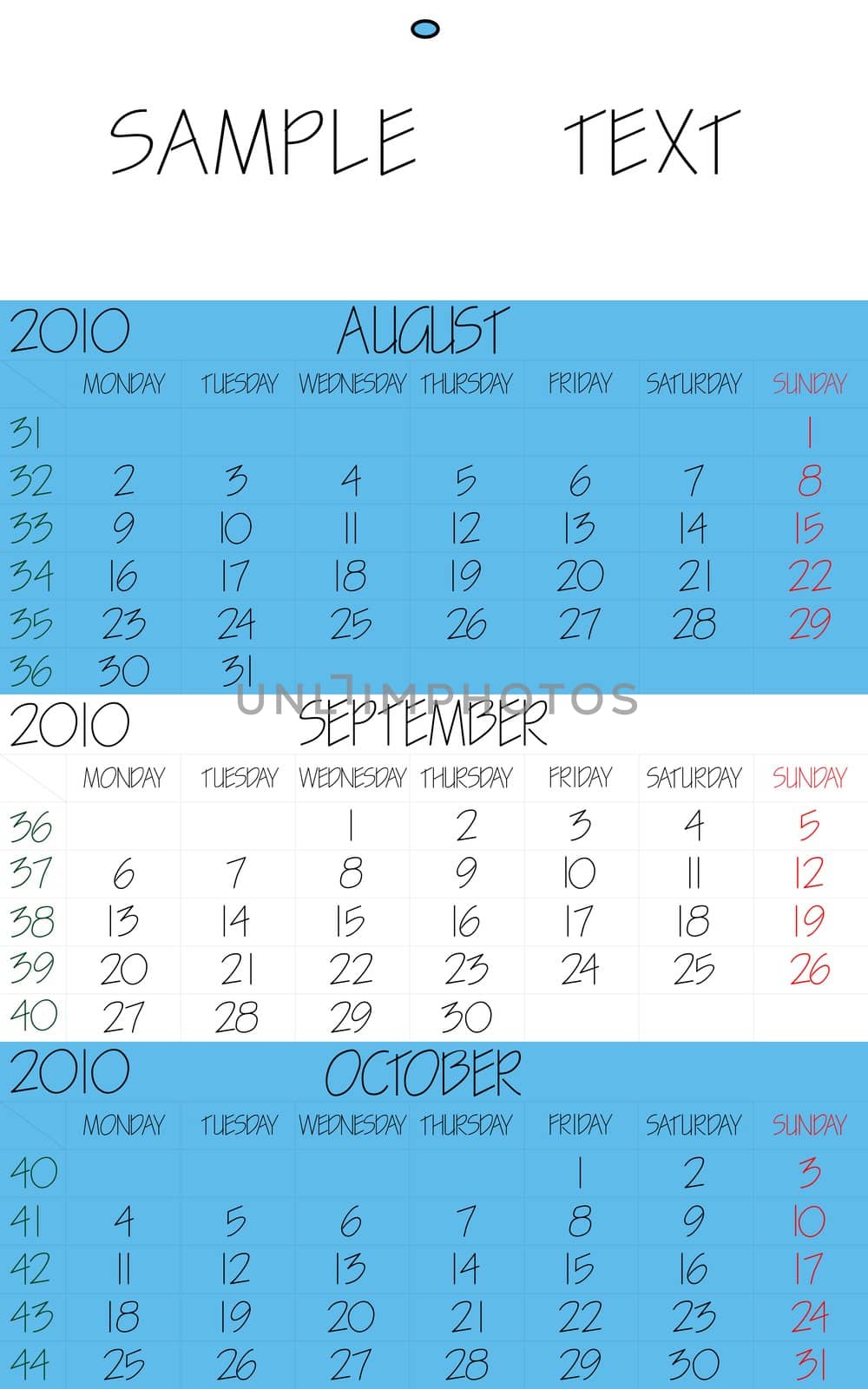 english calendar 2010 september, abstract vector art illustration