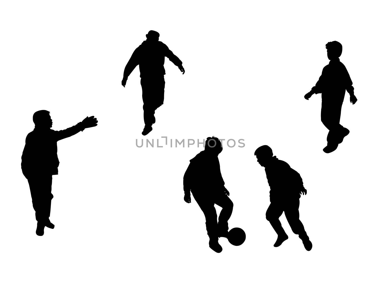 football players silhouettes over white background, abstract vector art illustration