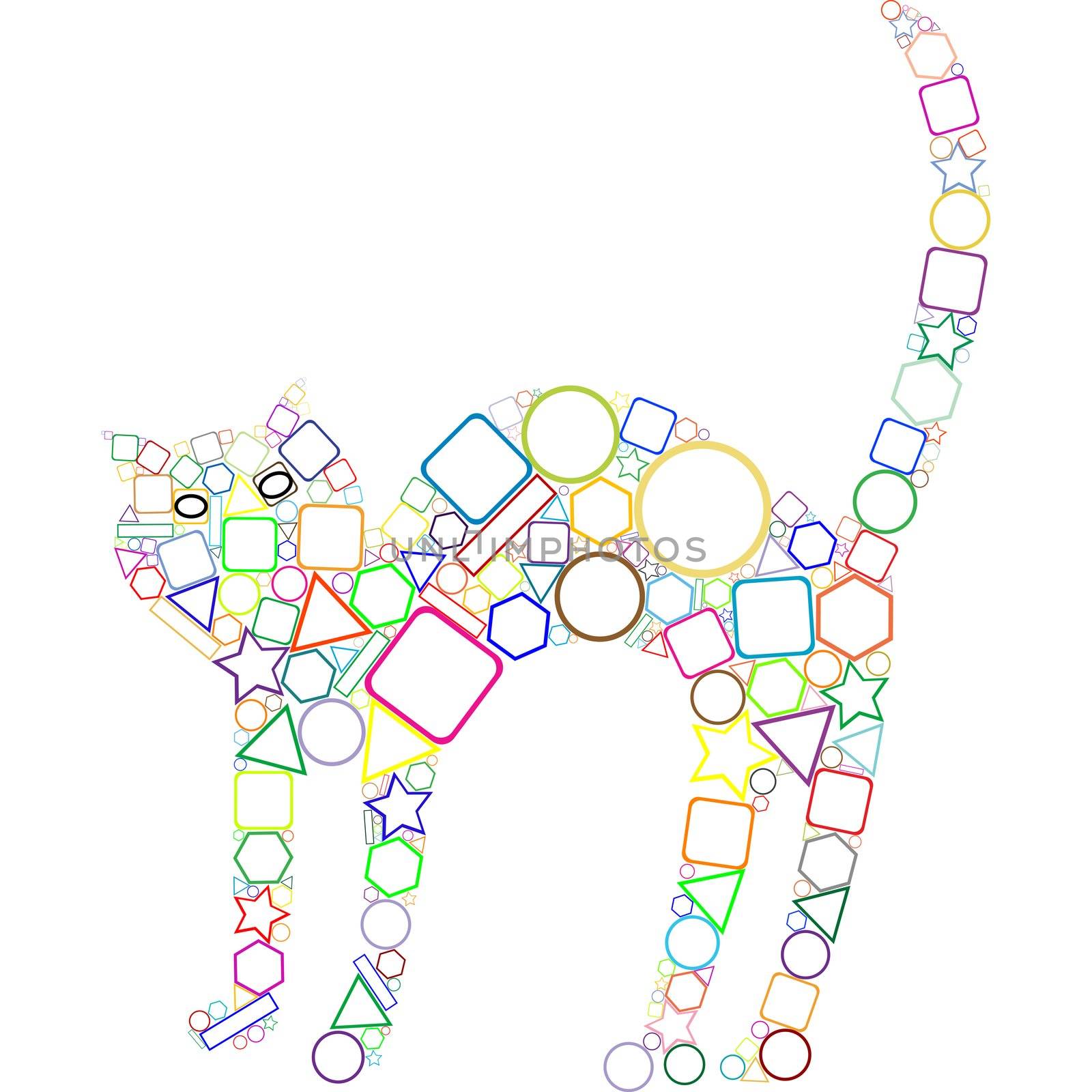 geometric cat, abstract art illustration