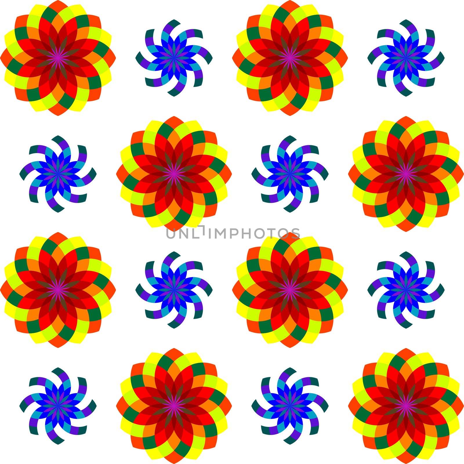 geometric seamless flowers pattern, vector art illustration