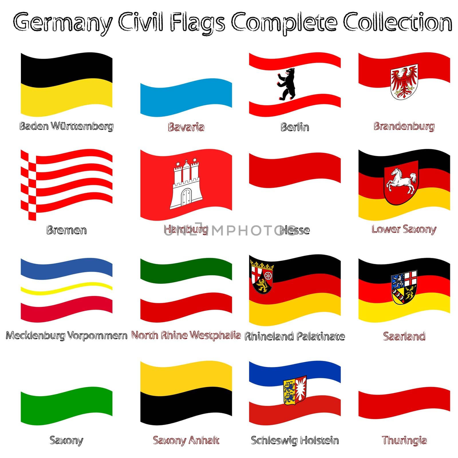 germany civil flags collection against white by robertosch