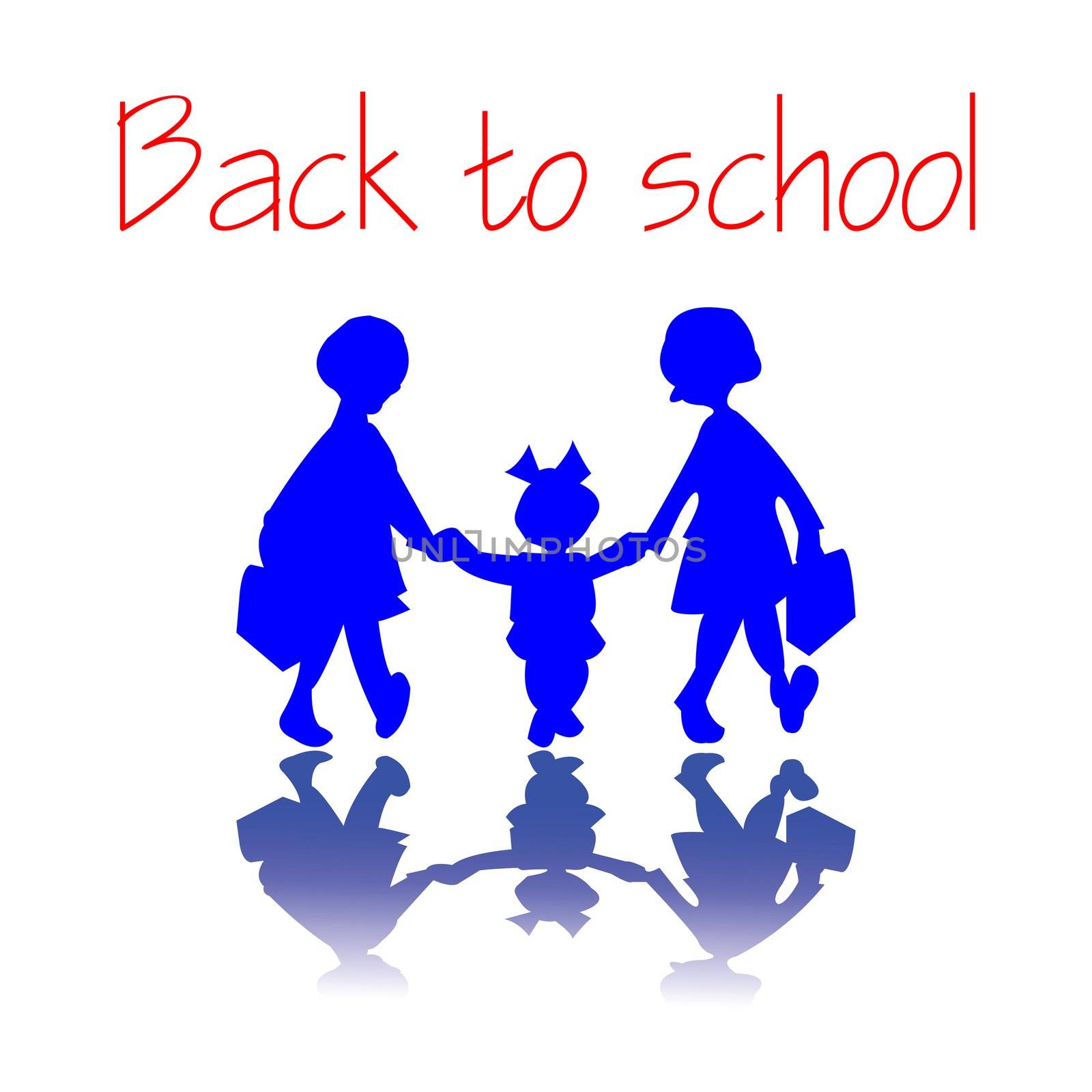 girls going back to school, vector art illustration. easy to modify colors or text.