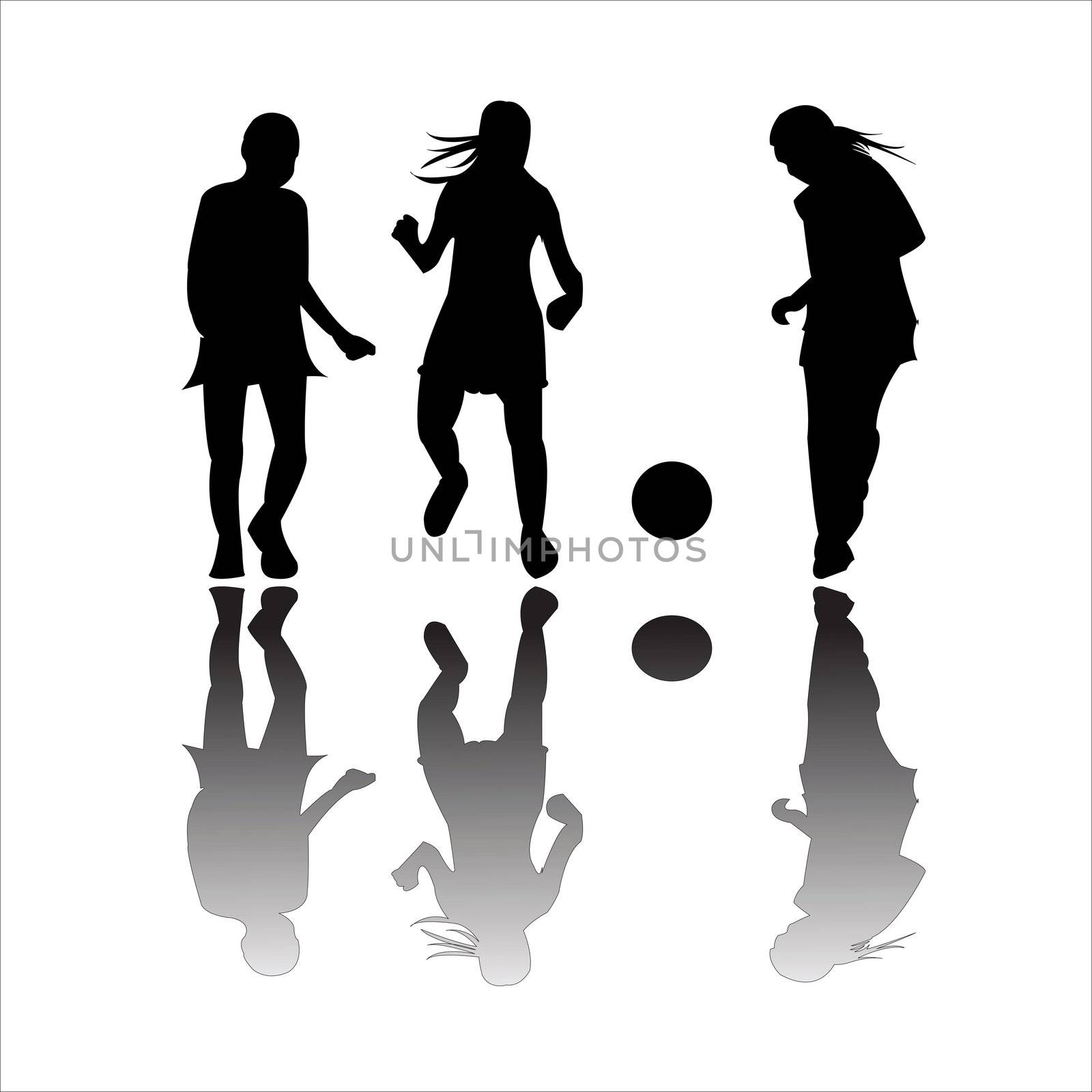 girls playing football, vector art illustration; more drawings in my gallery