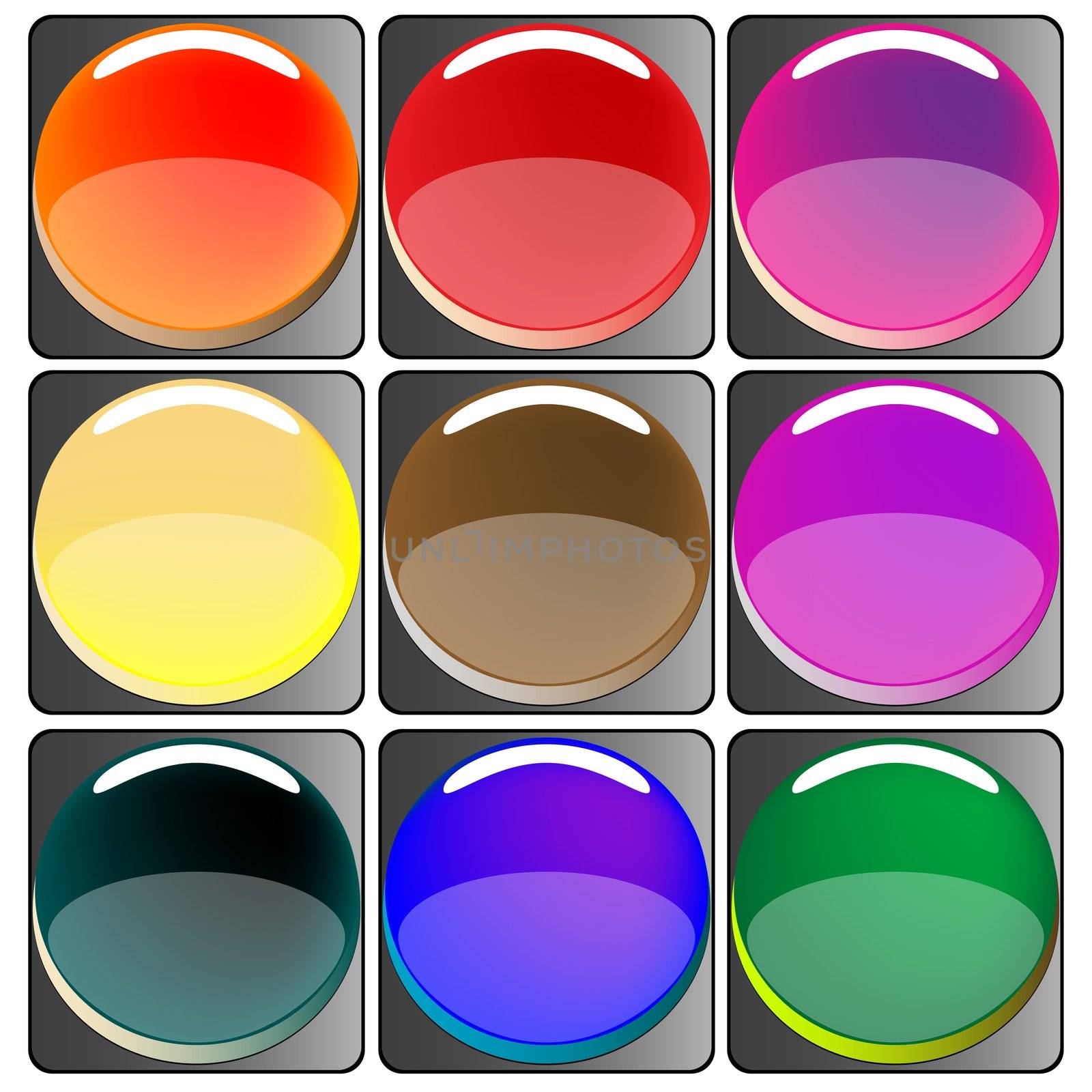 glossy colored web buttons collection, abstract art illustration