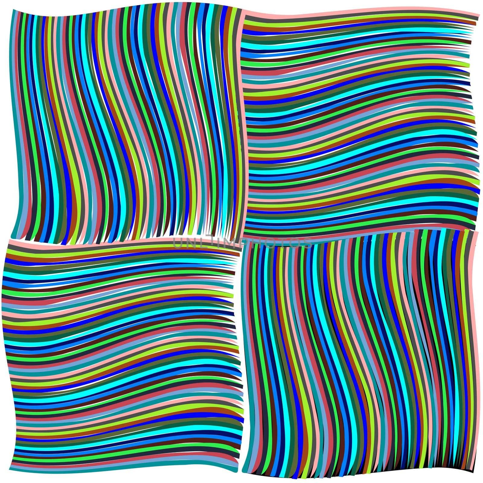 green and blue twisted stripes texture, abstract; vector art illustration