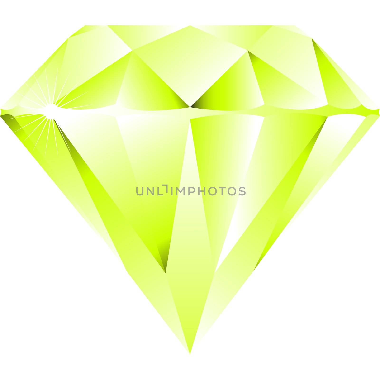 green diamond isolated on white background, abstract vector art illustration