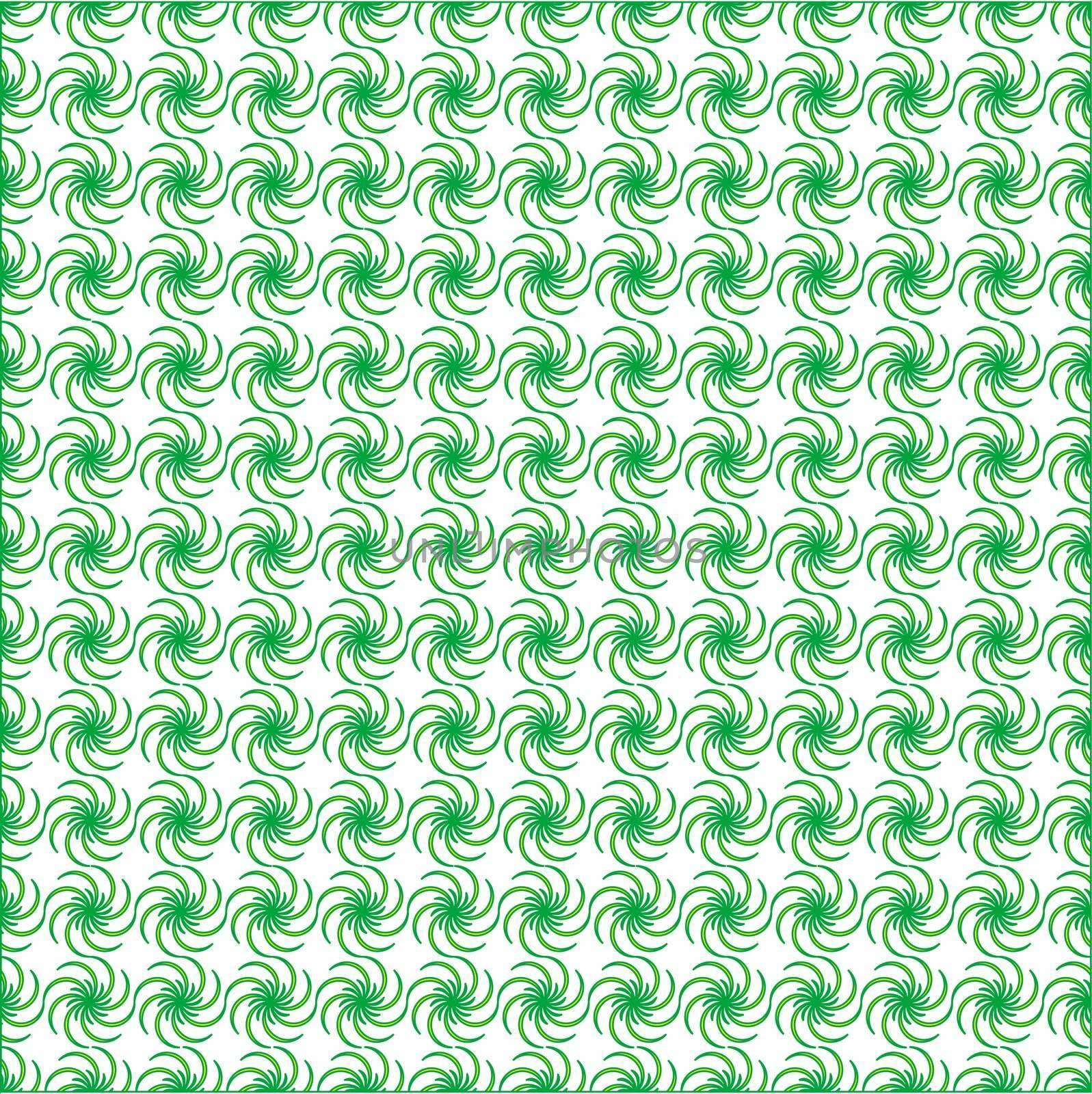 green floral fabric, seamless abstract texture; vector art illustration