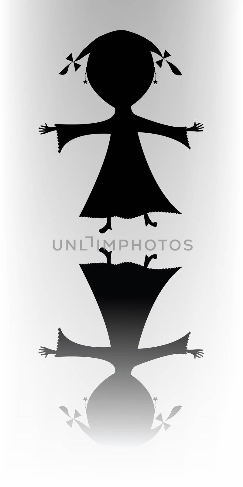 happy little girl ( silhouette), vector art illustration; more drawings and silhouettes in my gallery