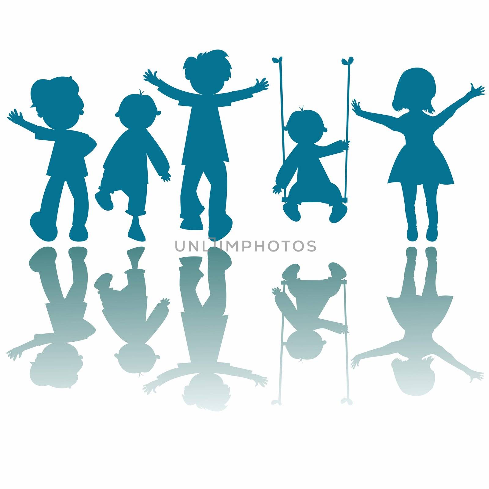 happy little kids silhouettes by robertosch