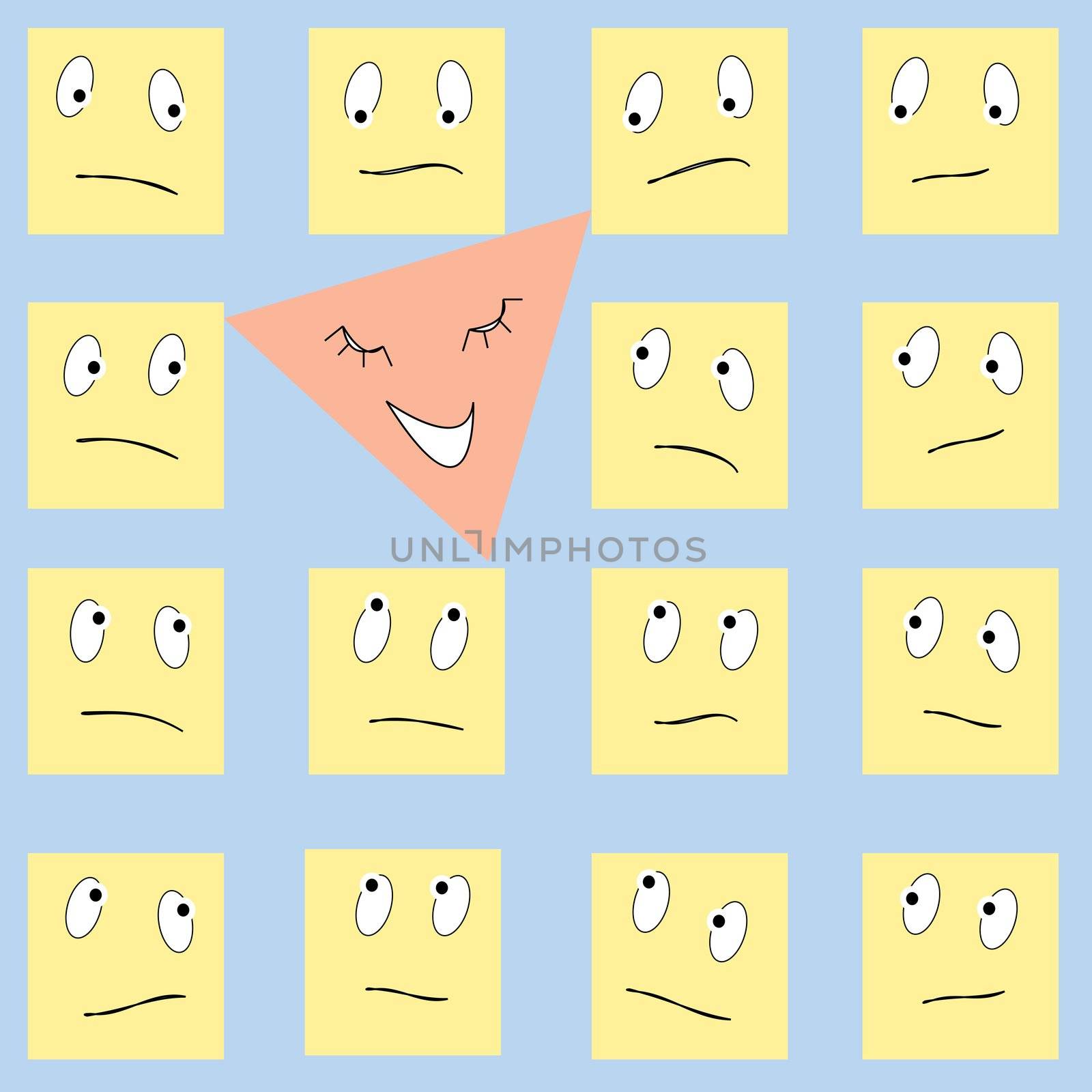 happy triangle and sad squares, vector art illustration