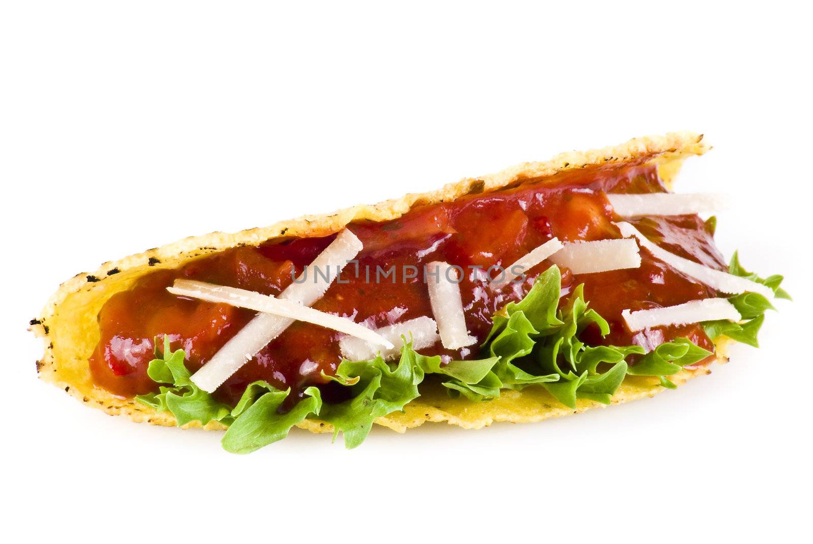 Mexican tacos isolated over white background