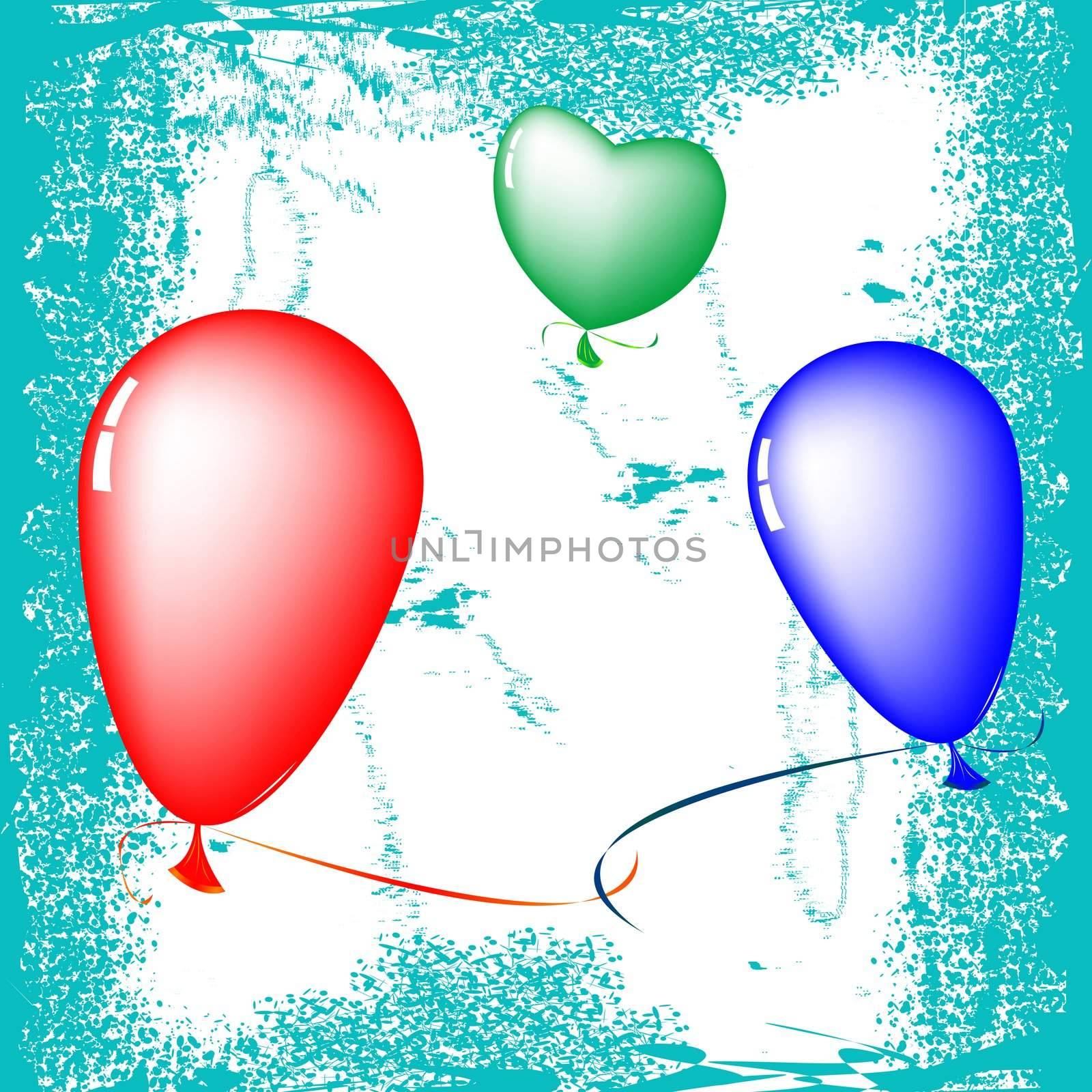 happy valentine balloons, abstract art illustration