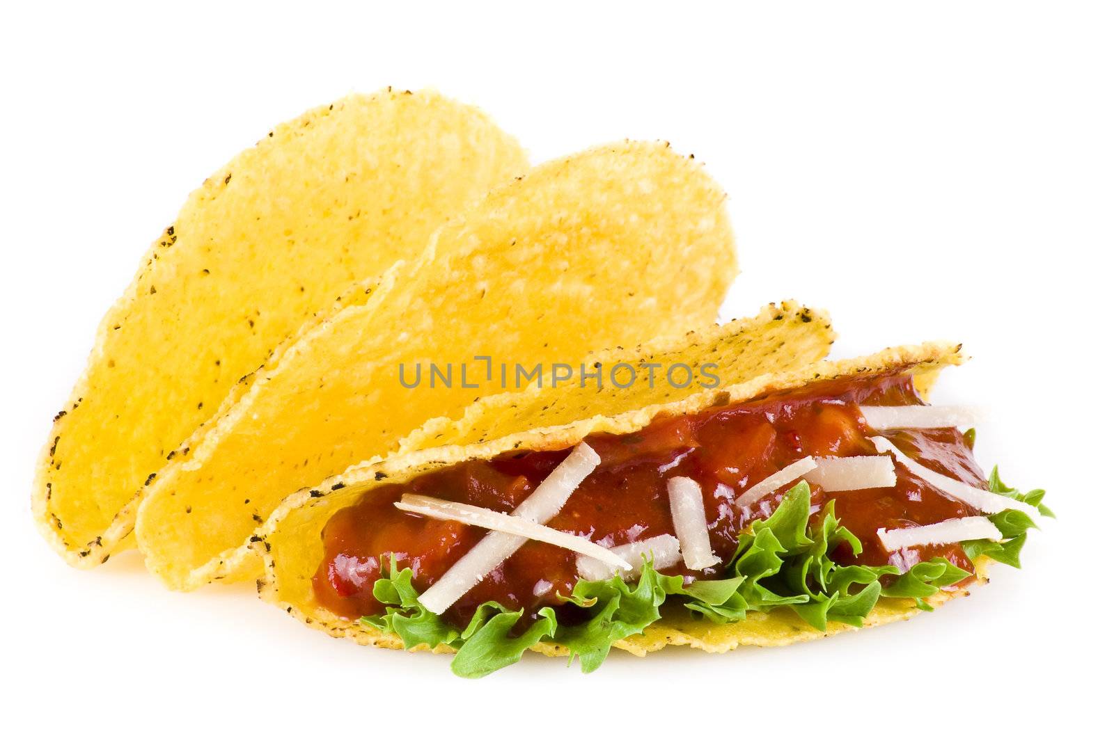 Mexican tacos isolated over white background