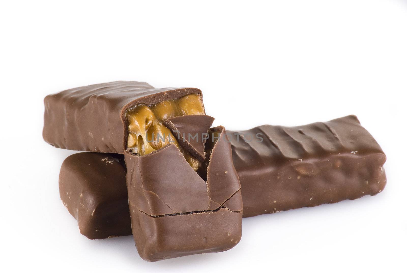 Two chocolate bars isolated over white background