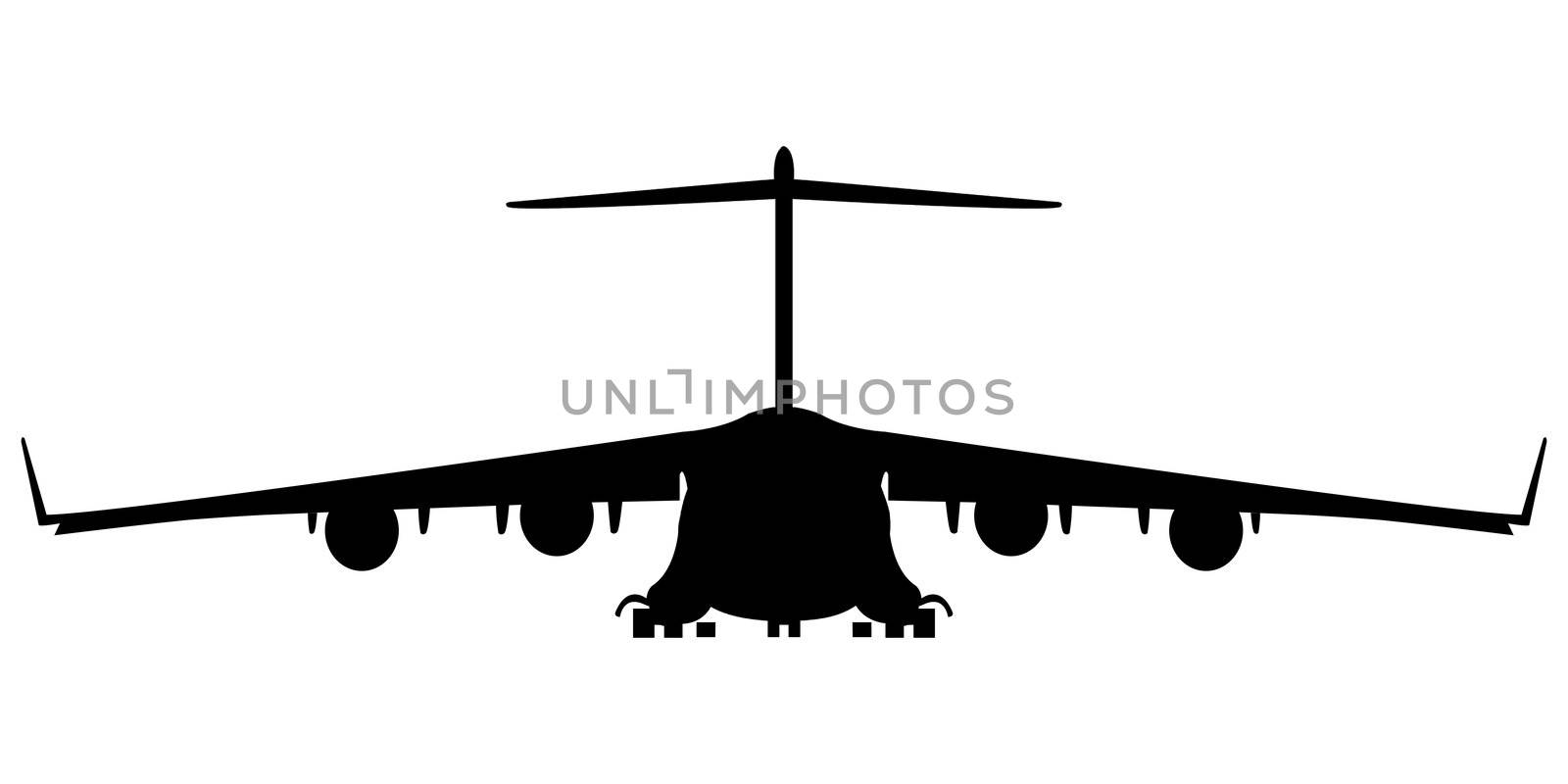 military air plane silhouette, vector art illustration; more silhouettes and drawings in my gallery