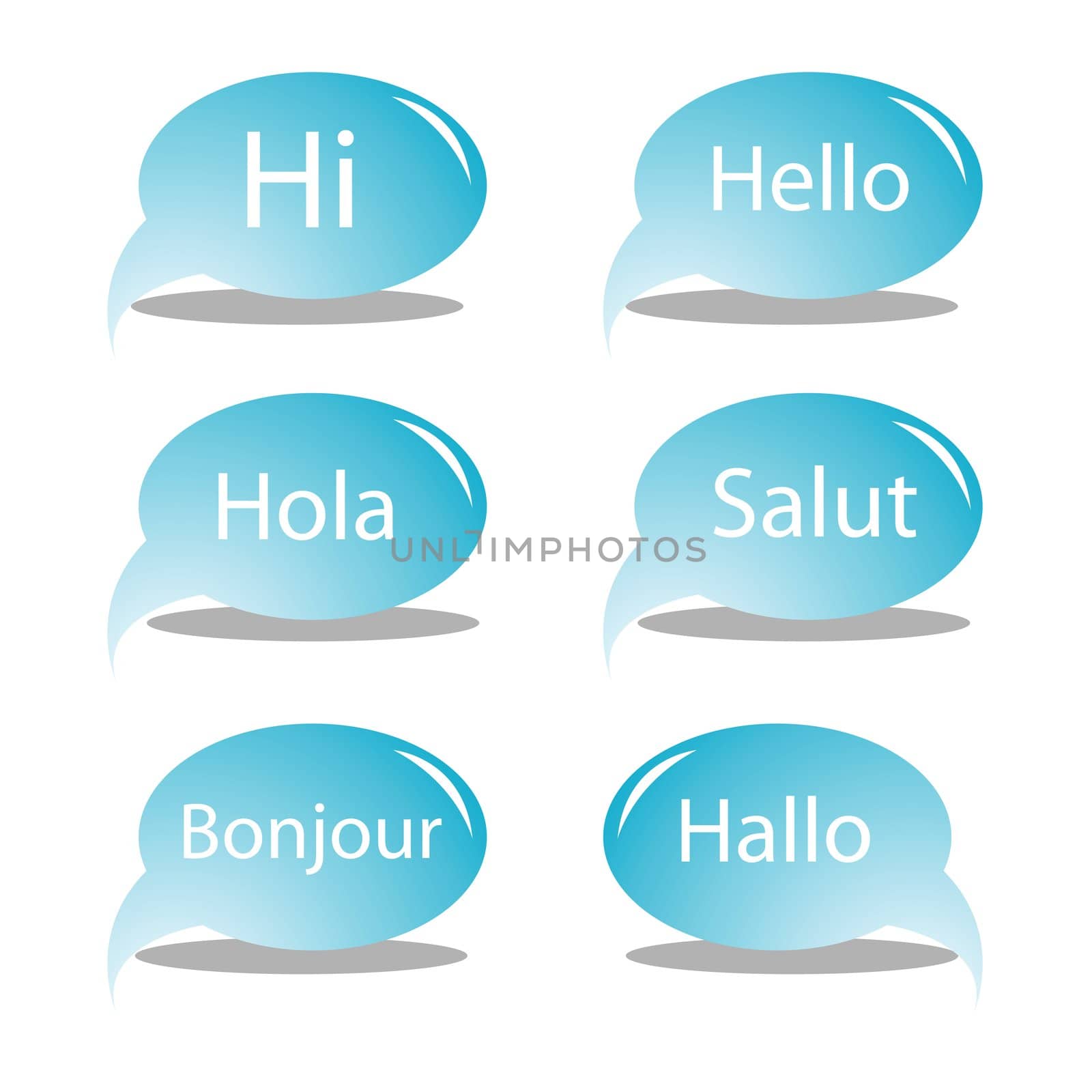 hello text bubbles, vector art illustration, for more text bubbles and drawings please visit my gallery