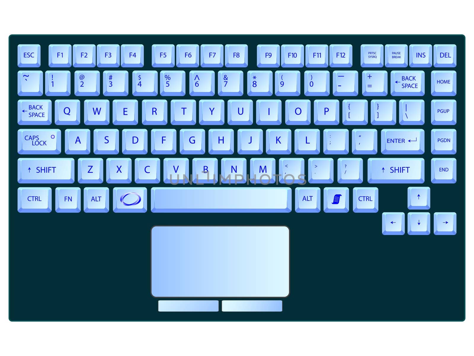 laptop blue keyboard against white by robertosch