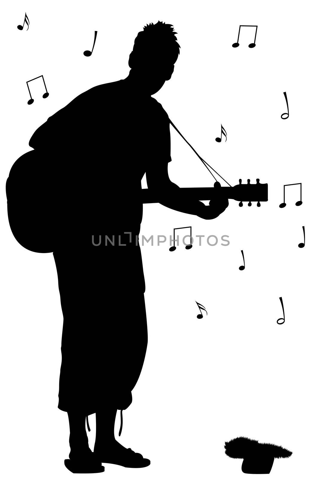 man with guitar silhouette by robertosch