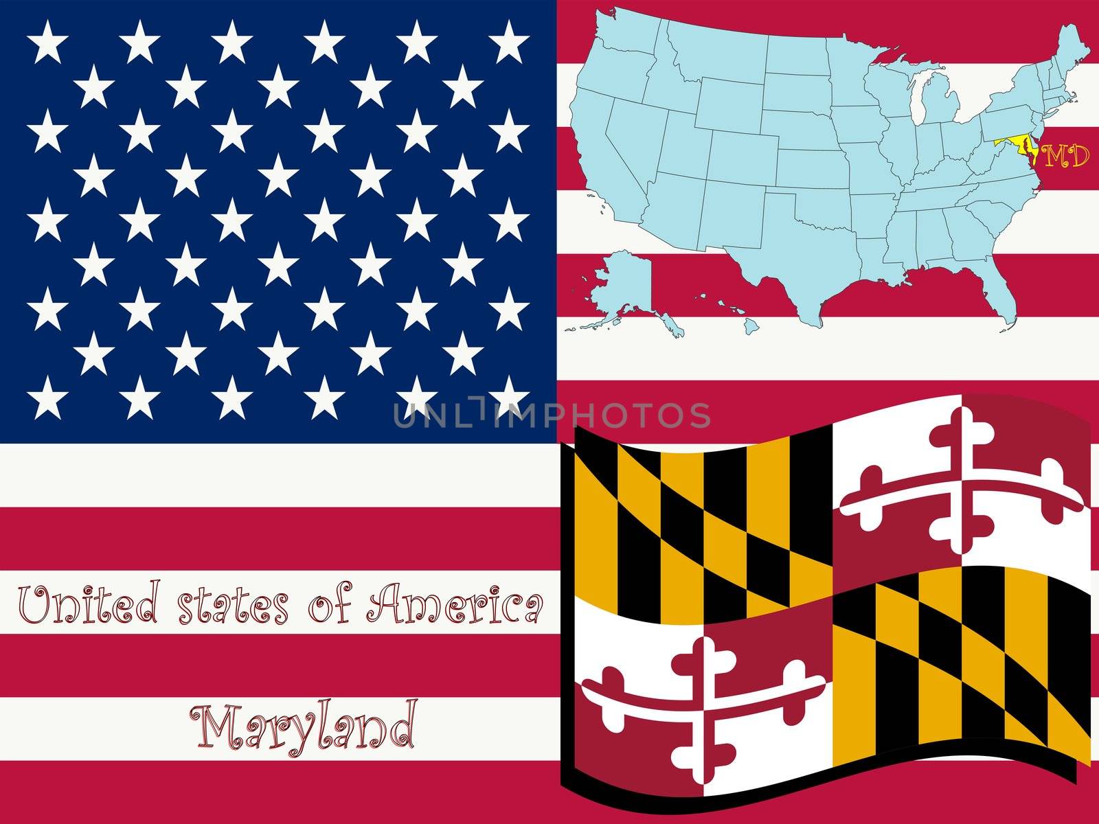 maryland state illustration, abstract vector art