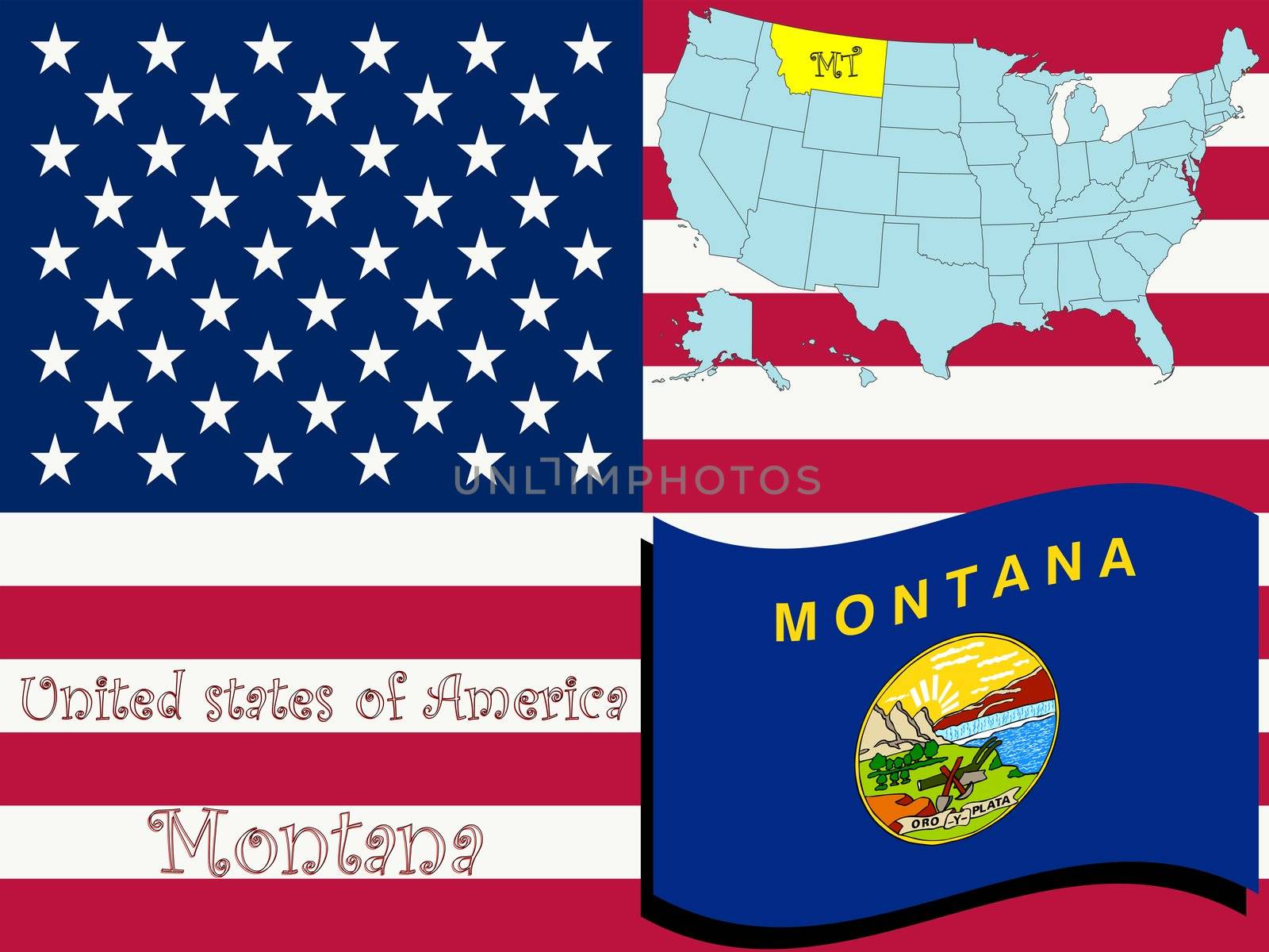 montana state illustration, abstract vector art