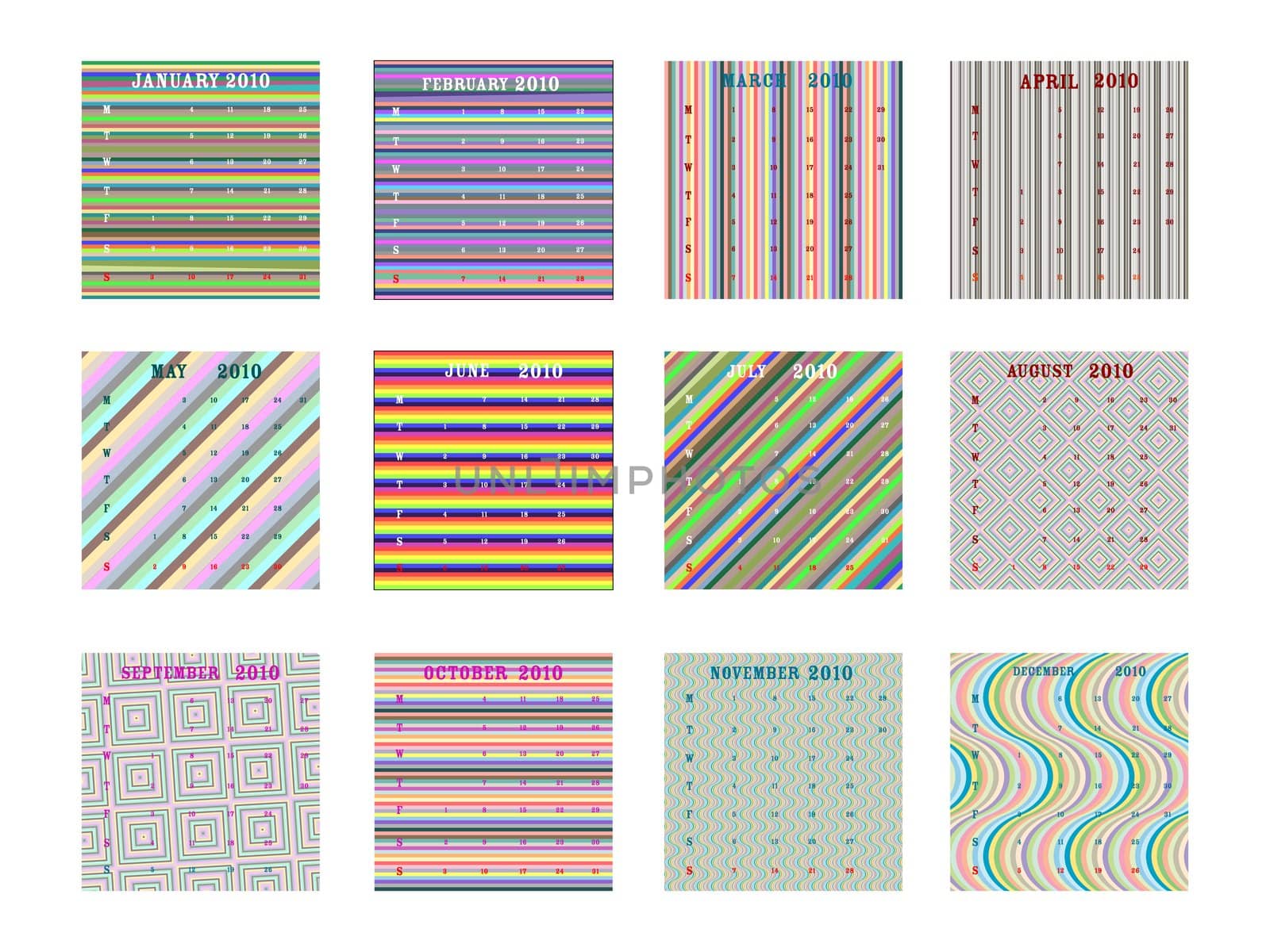 montly stripes calendar 2010 by robertosch