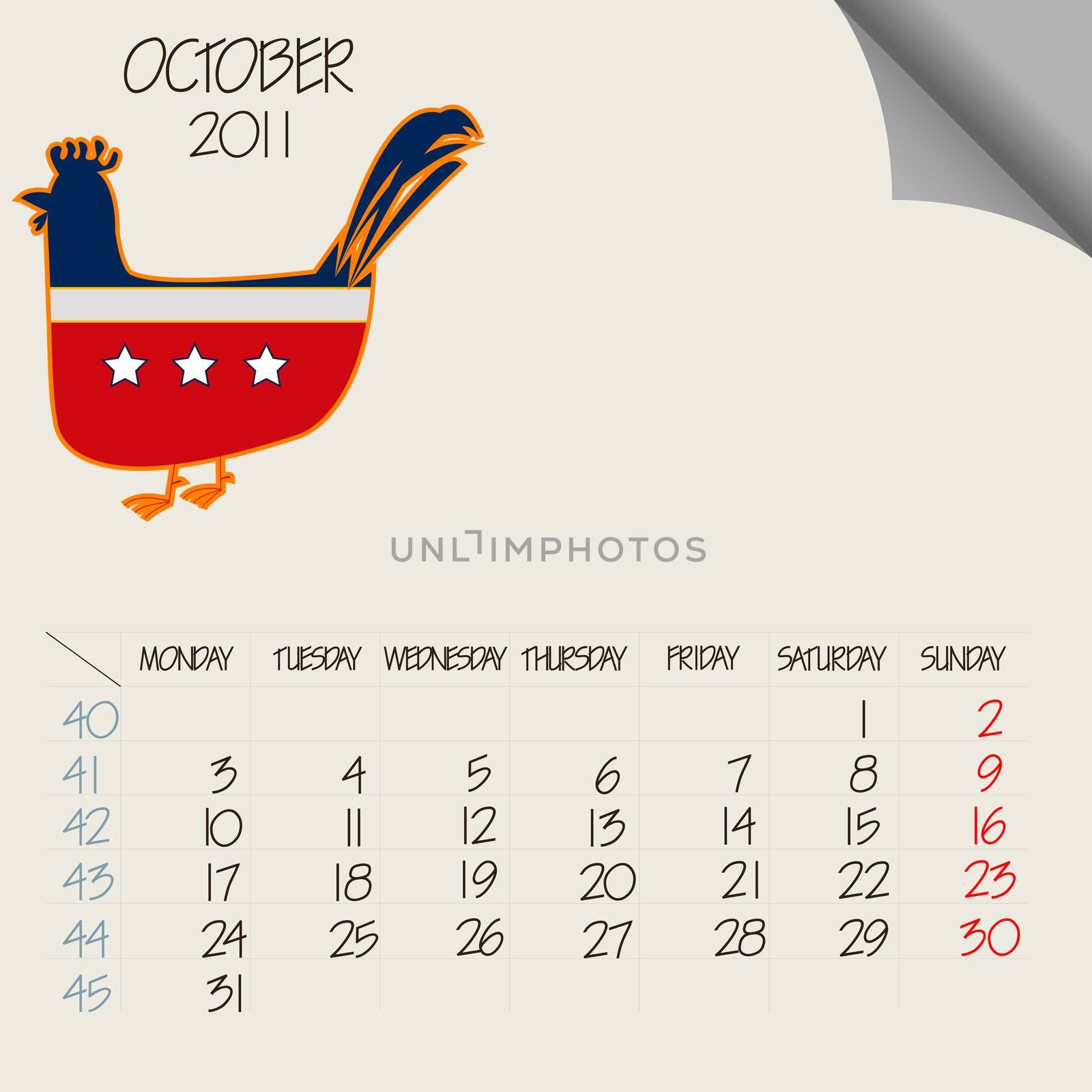 october 2011 animals calendar; abstract vector art illustration