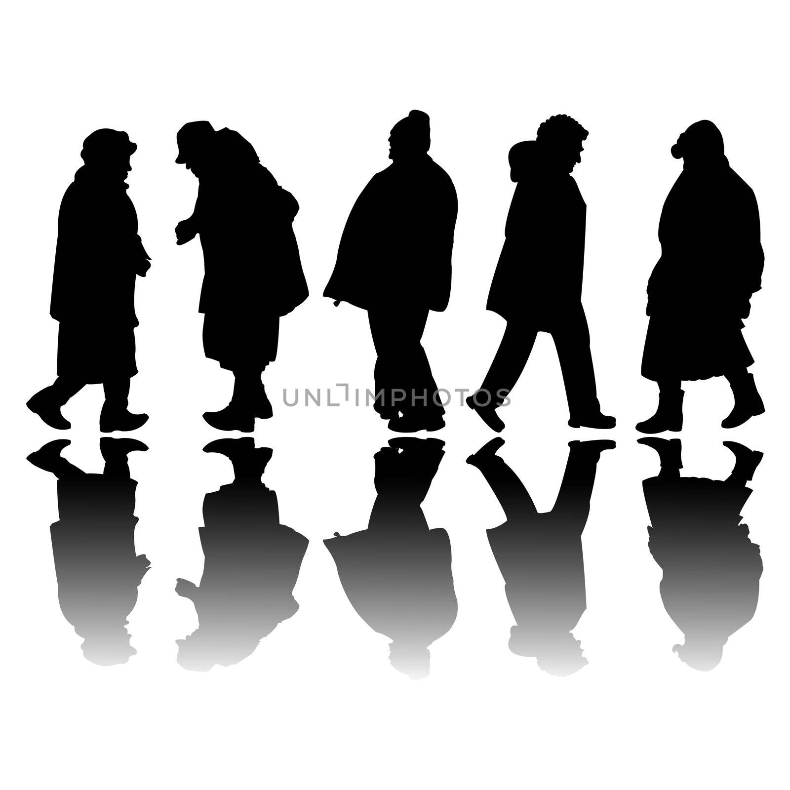 old people black silhouettes, abstract art illustration