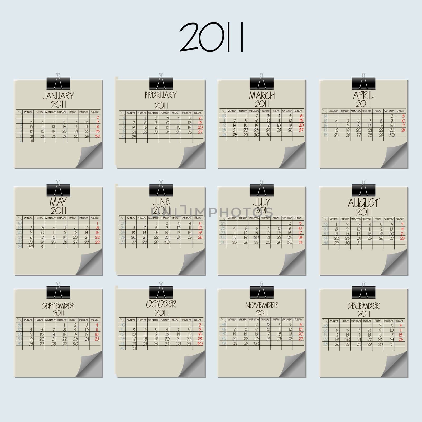 paper note calendar 2011 by robertosch