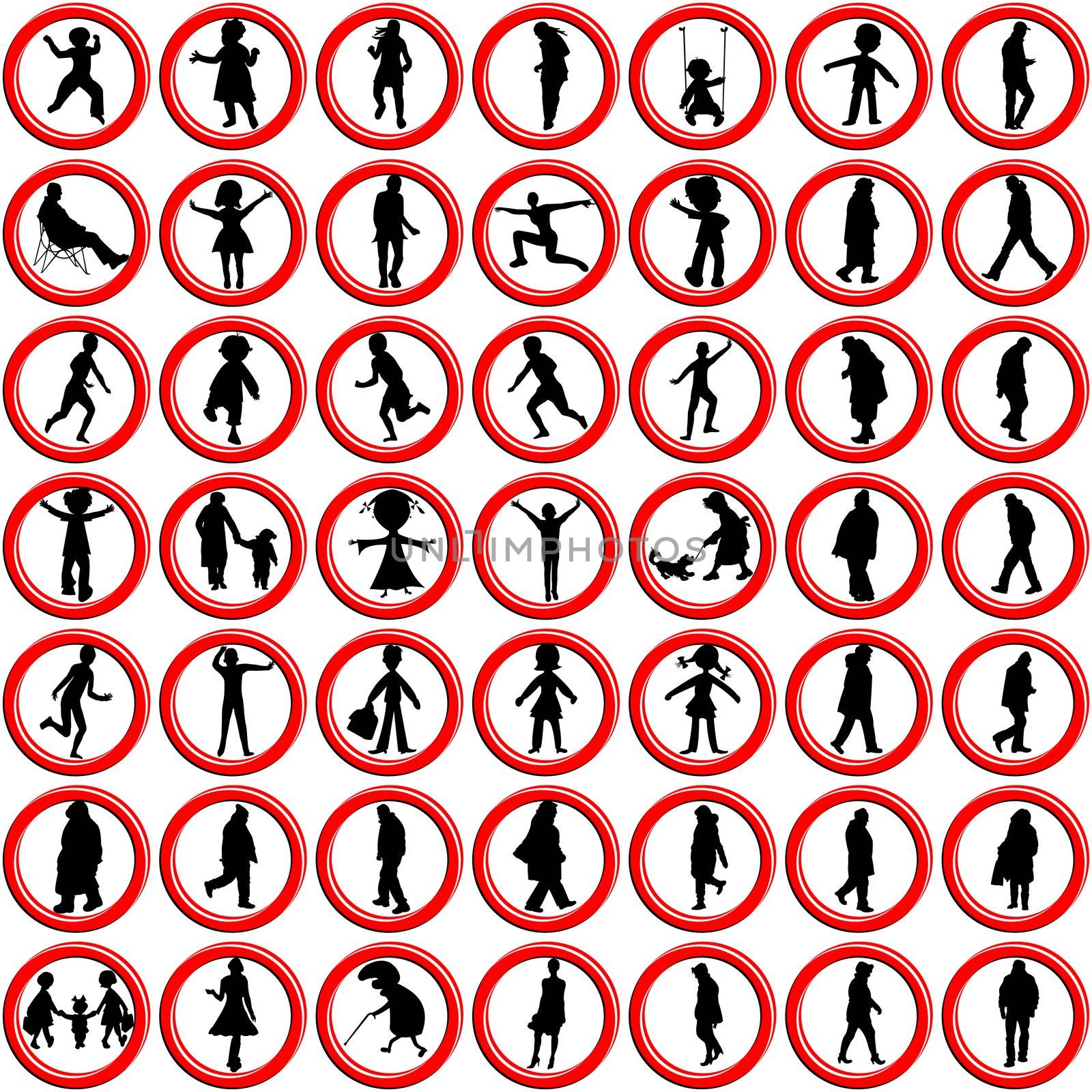 people icons against white background, abstract vector art illustration