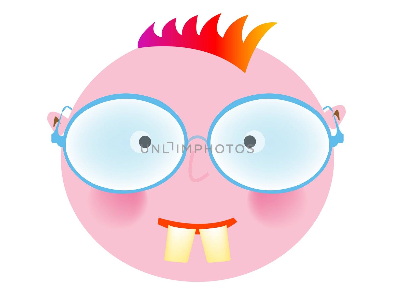 punk boy with glasses against white background, abstract vector art illustration